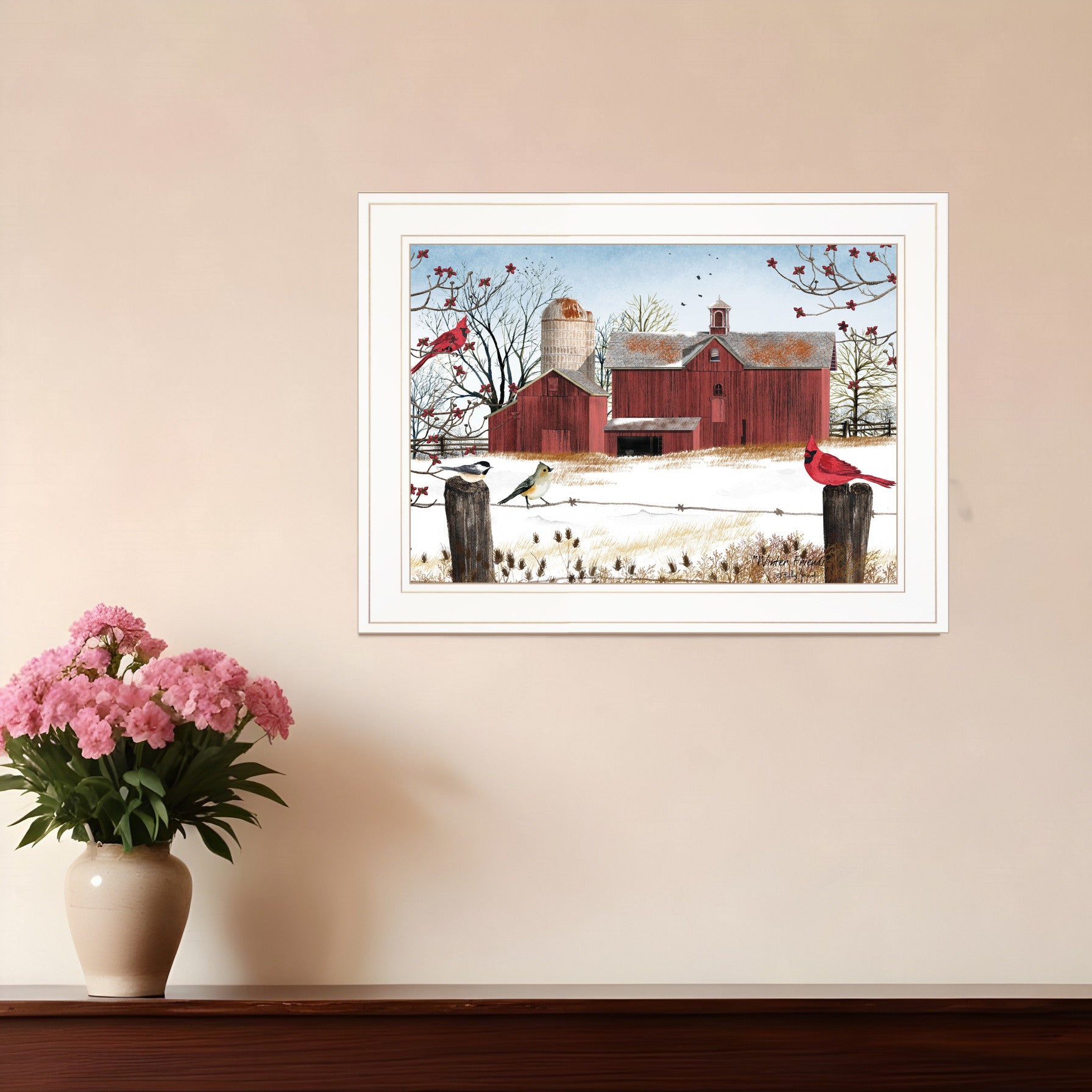 Winter Friends 2 White Framed Print Wall Art