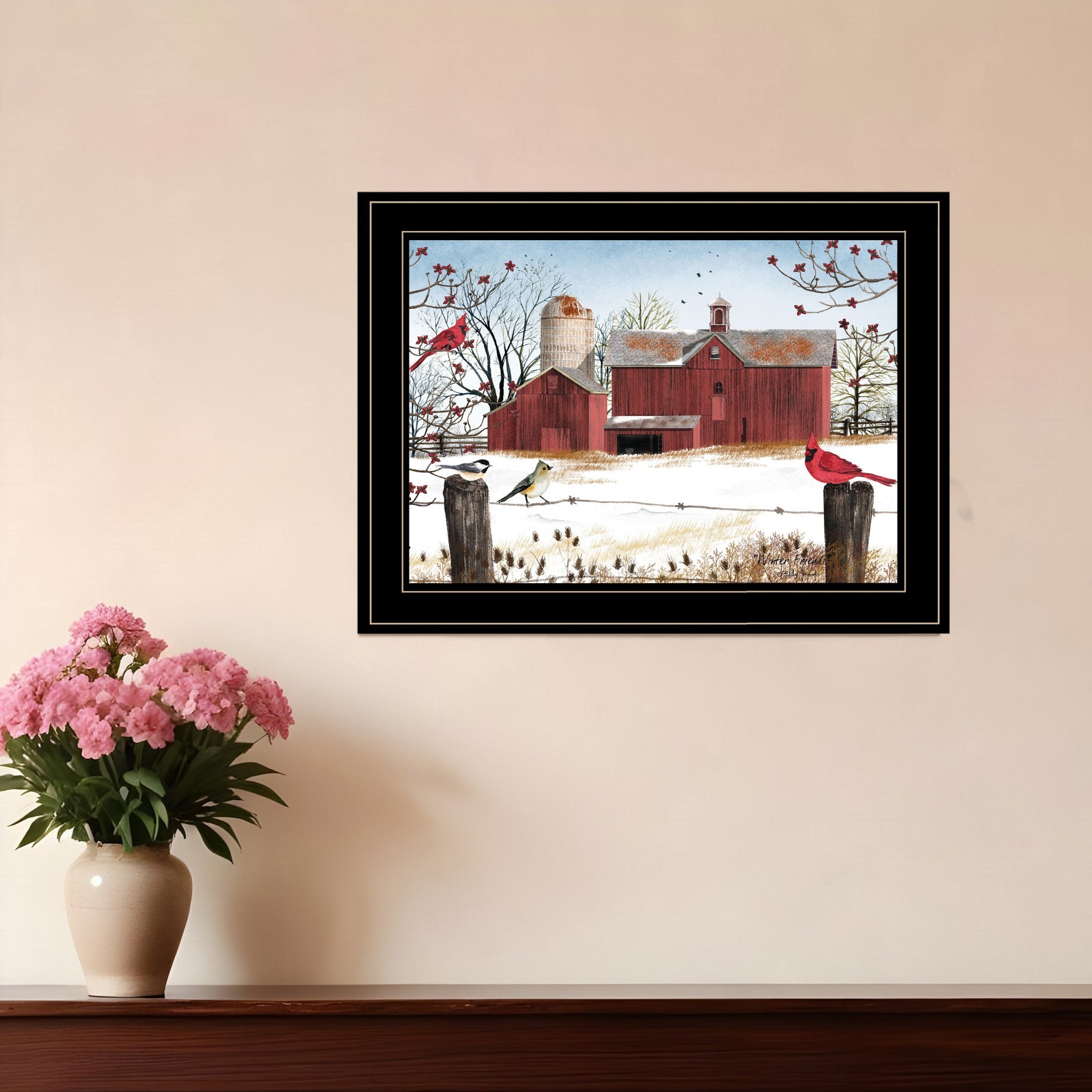 Winter Friends 3 Black Framed Print Wall Art