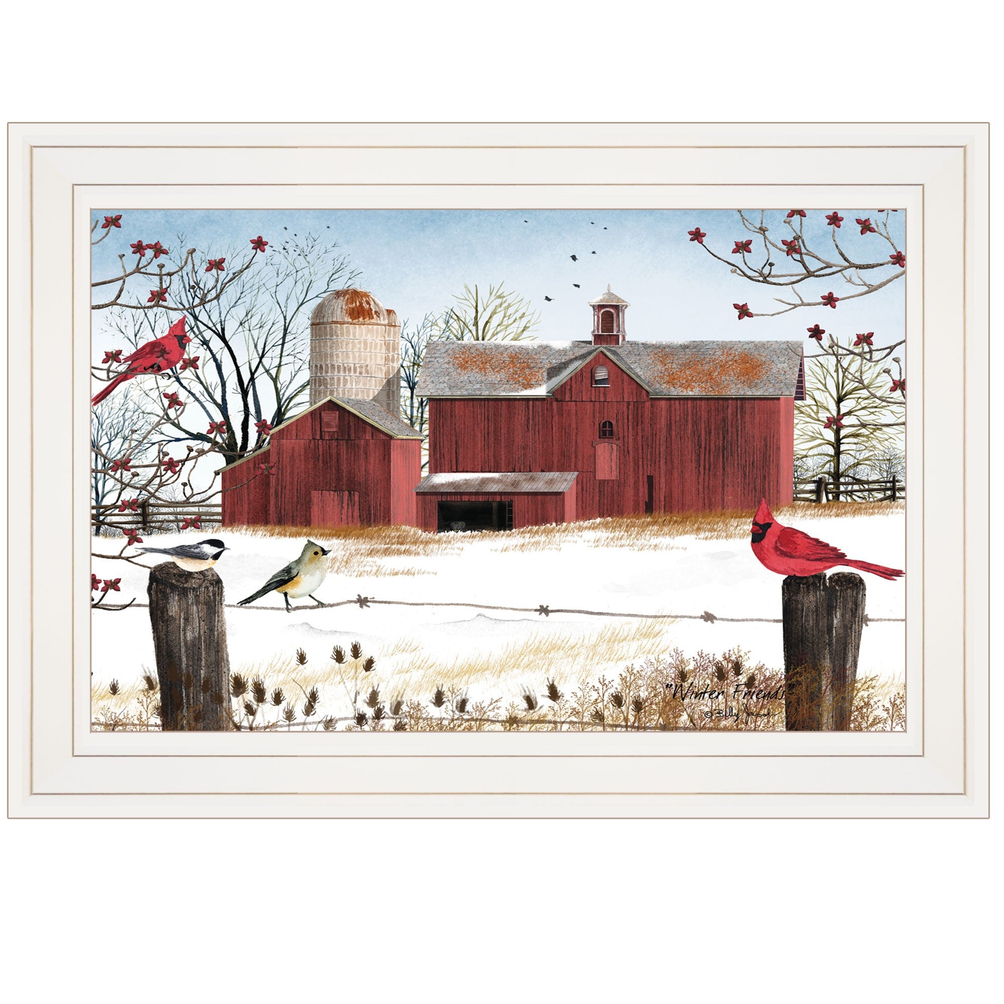 Winter Friends 1 White Framed Print Wall Art