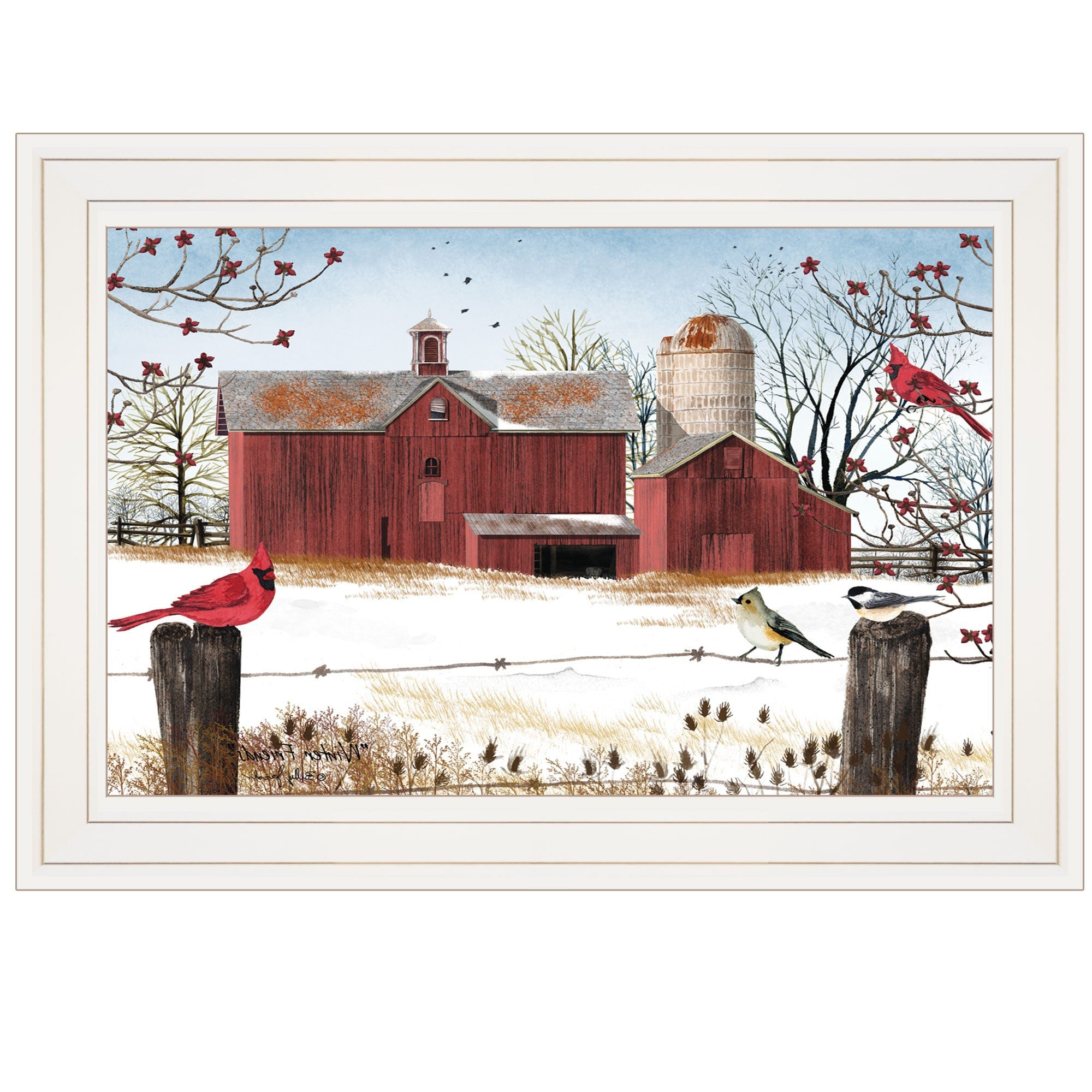 Winter Friends 1 White Framed Print Wall Art