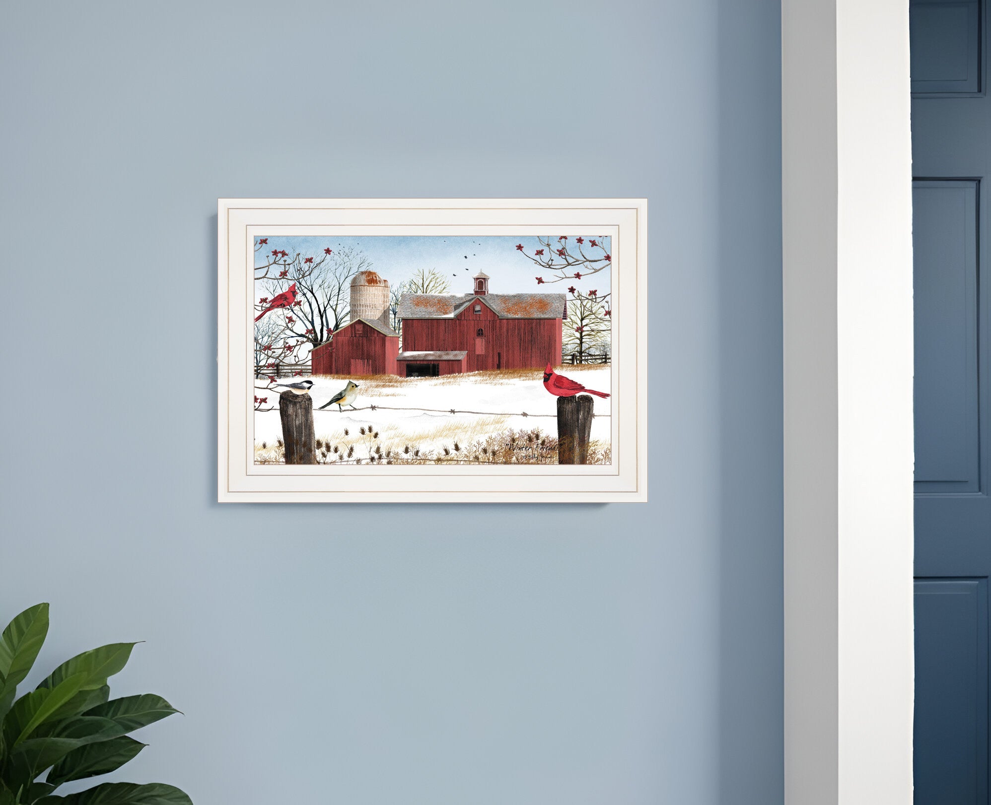 Winter Friends 1 White Framed Print Wall Art