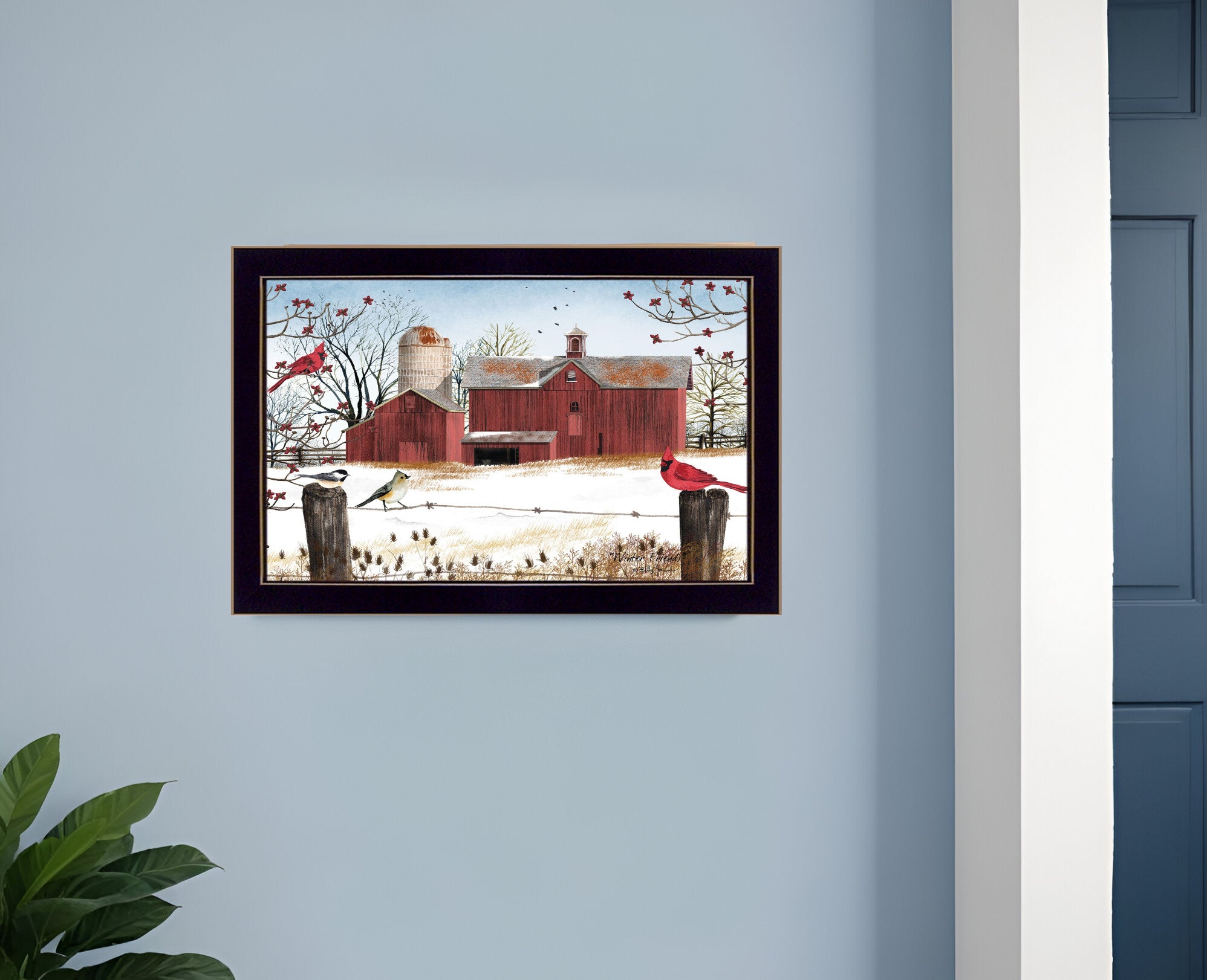 Winter Friends 2 Black Framed Print Wall Art