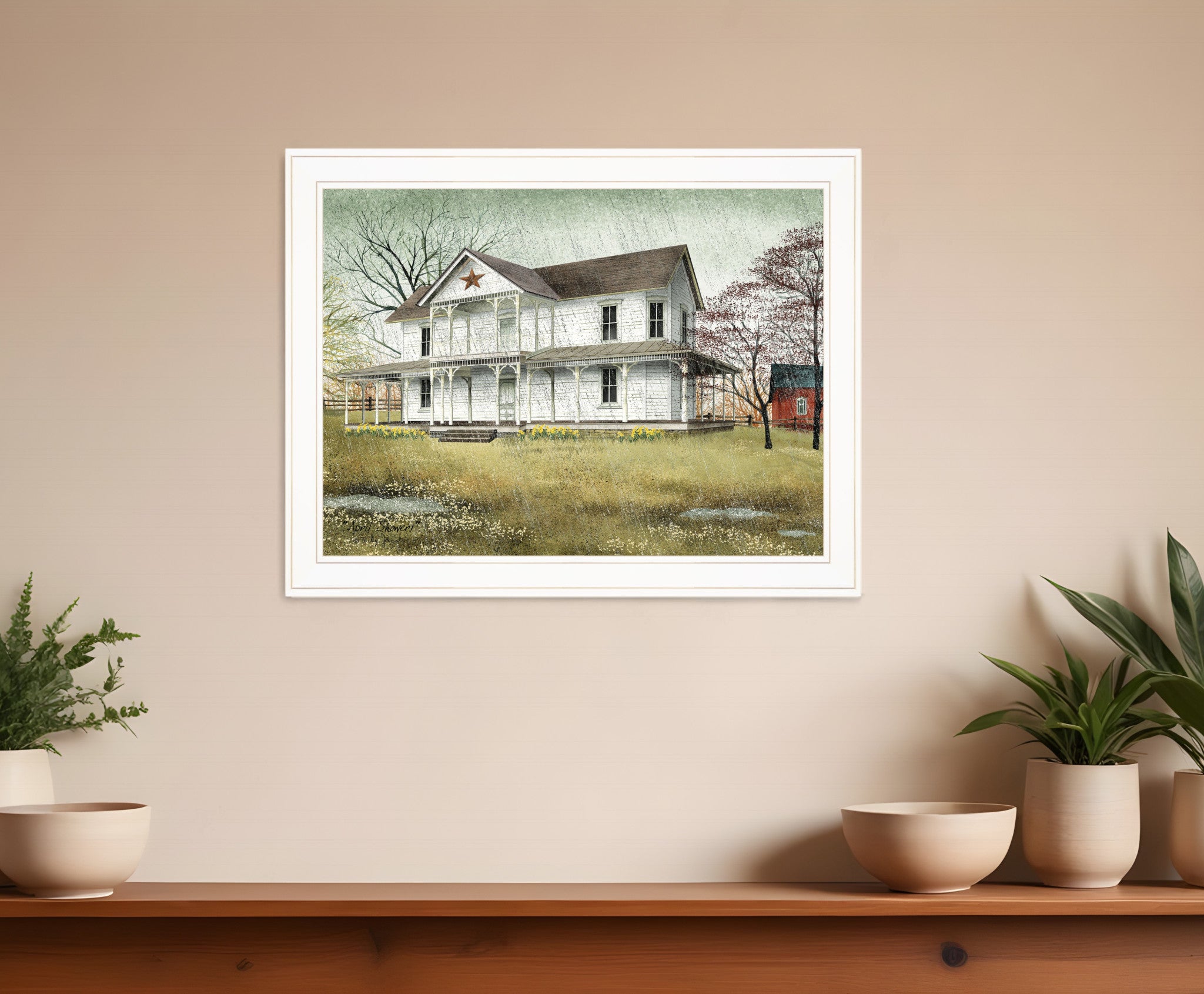 April Showers 3 White Framed Print Wall Art