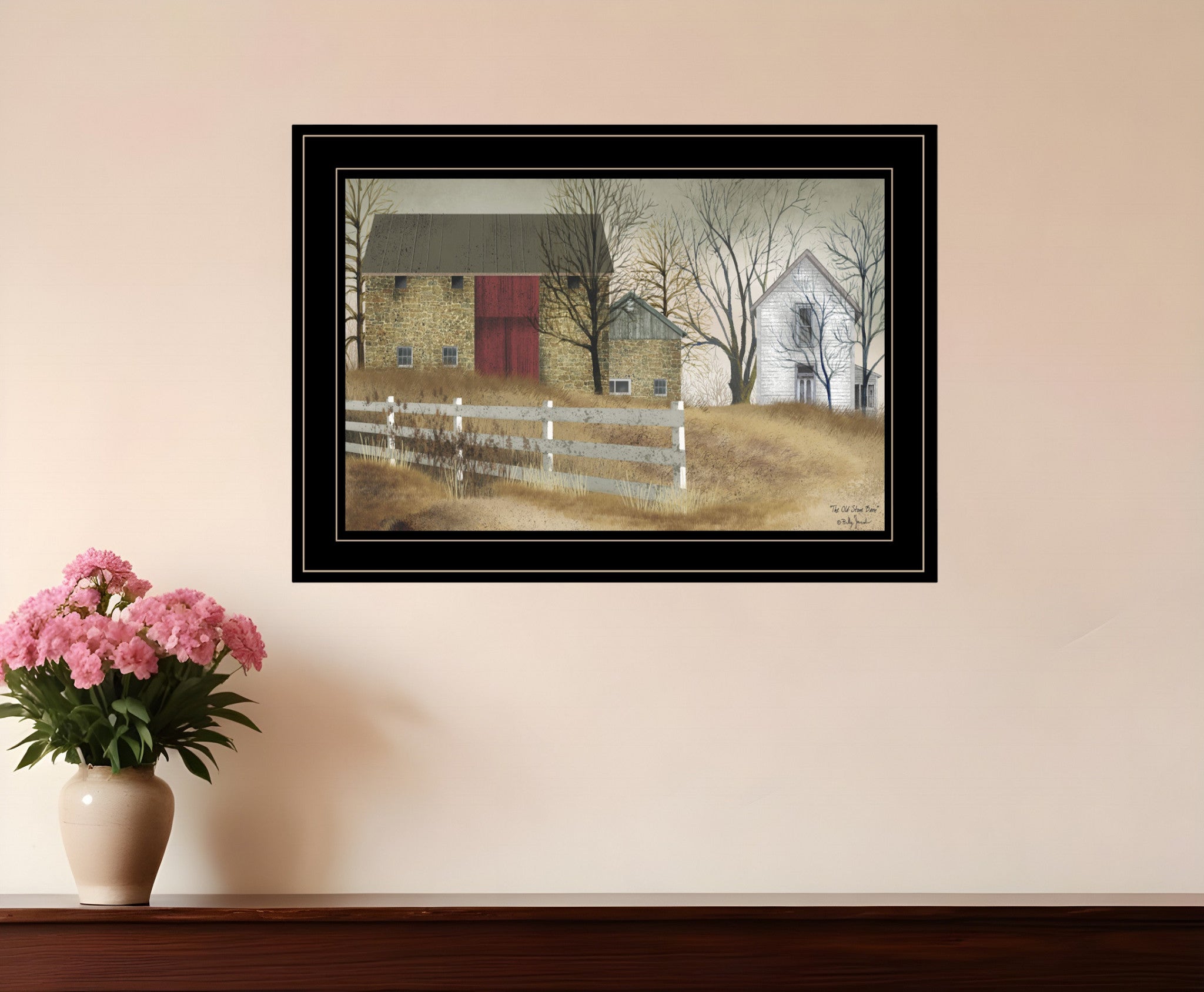 The Old Stone Barn 2 Black Framed Print Wall Art