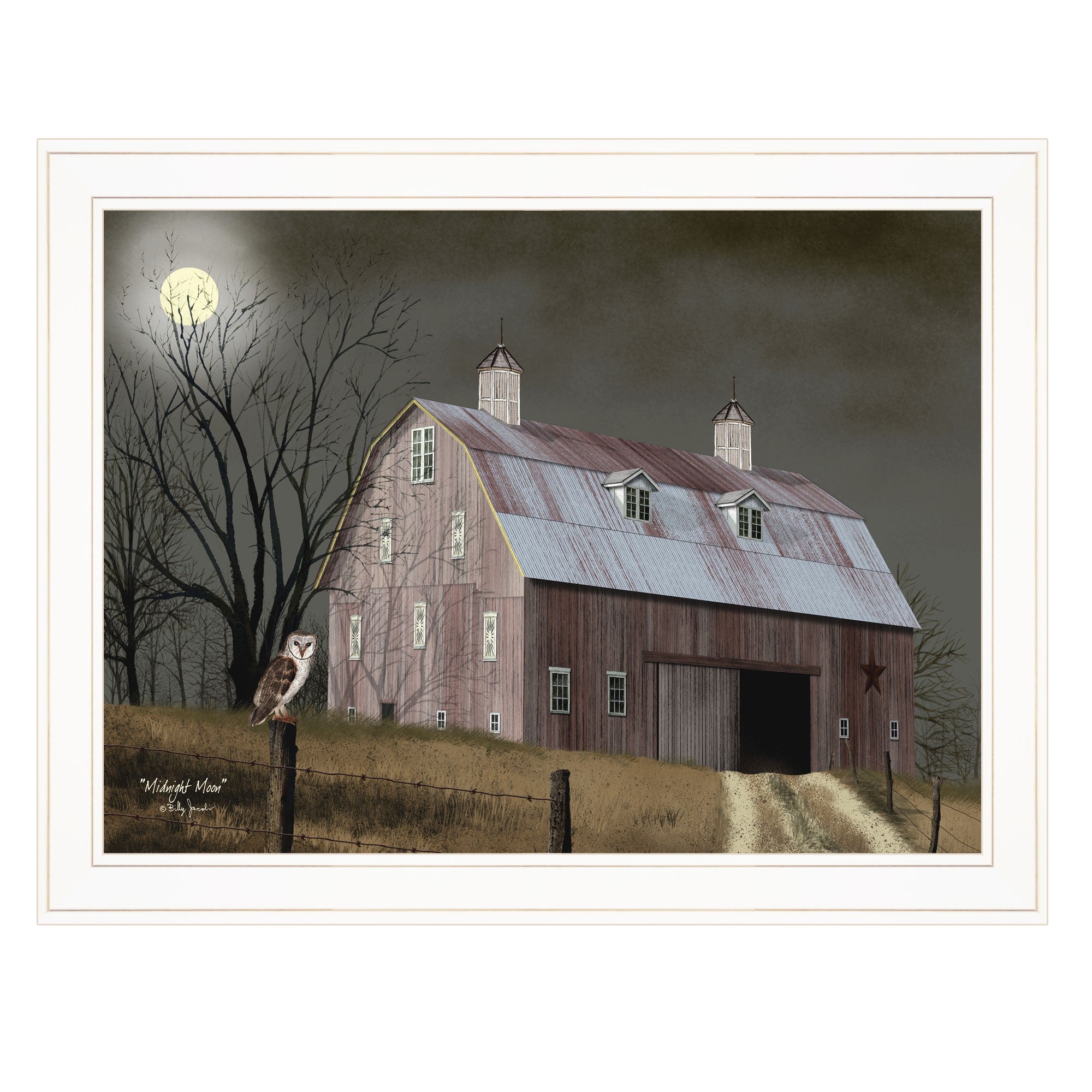 Midnight Moon 5 White Framed Print Wall Art