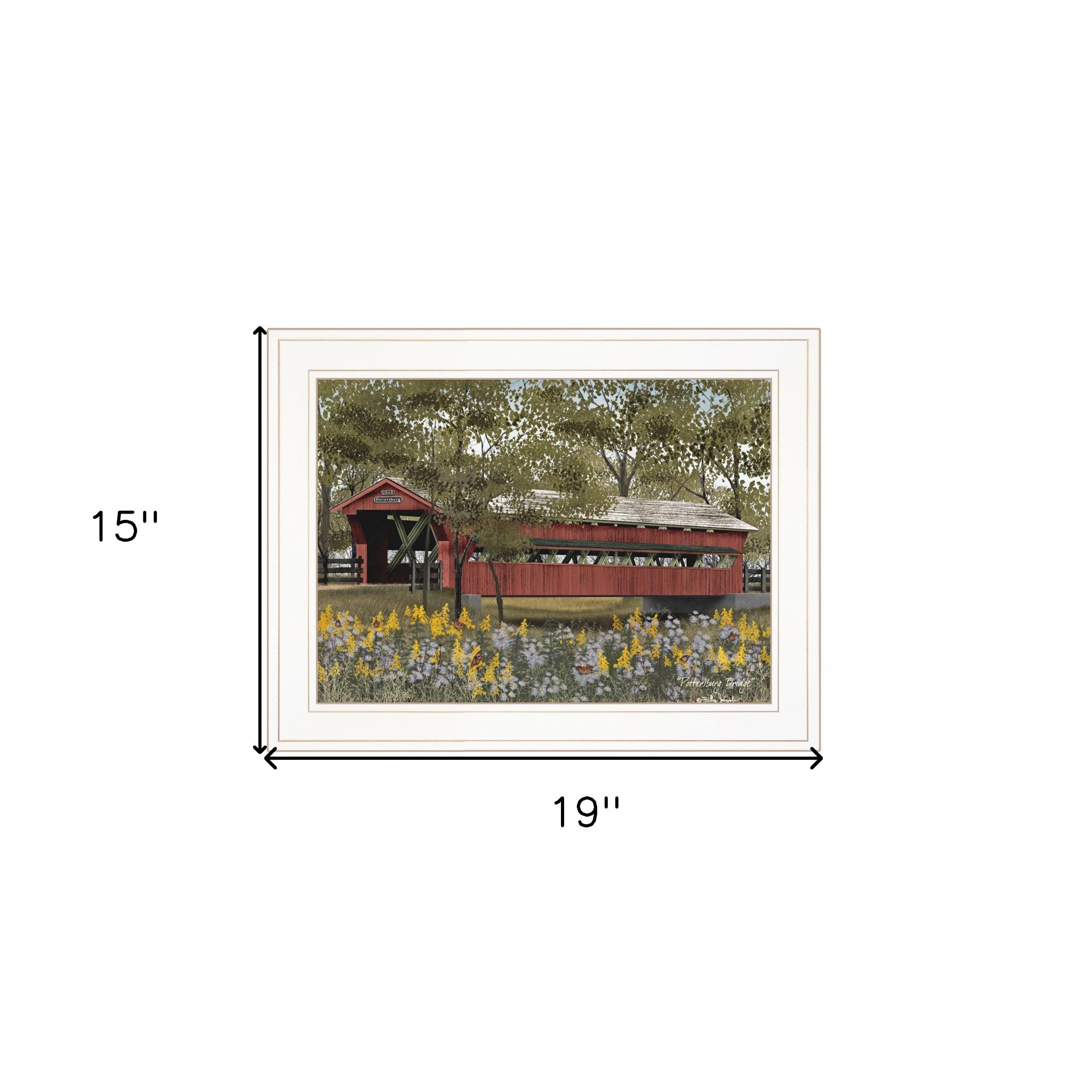 Pottersburg Bridge 1 White Framed Print Wall Art