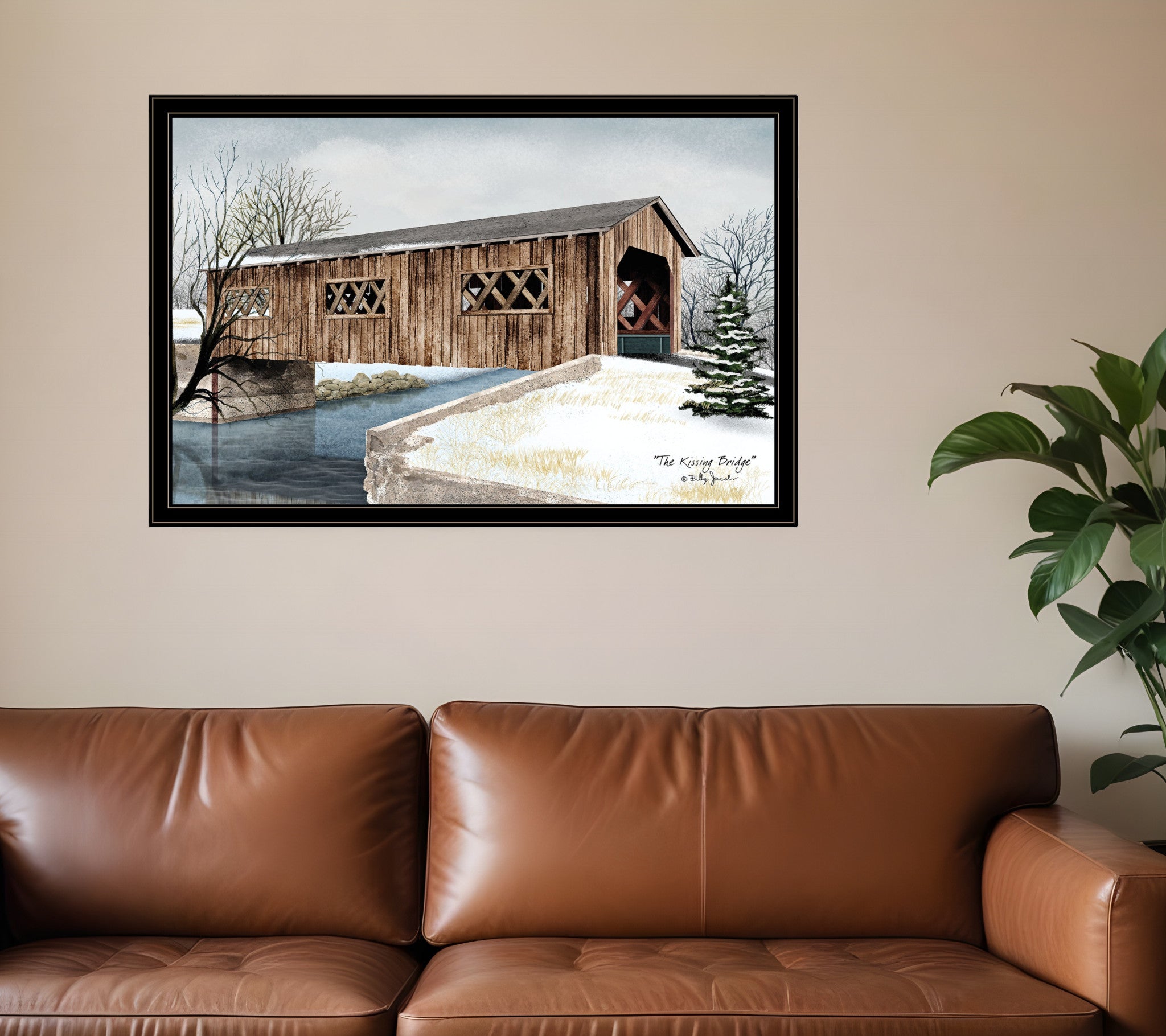 The Kissing Bridge 6 Black Framed Print Wall Art