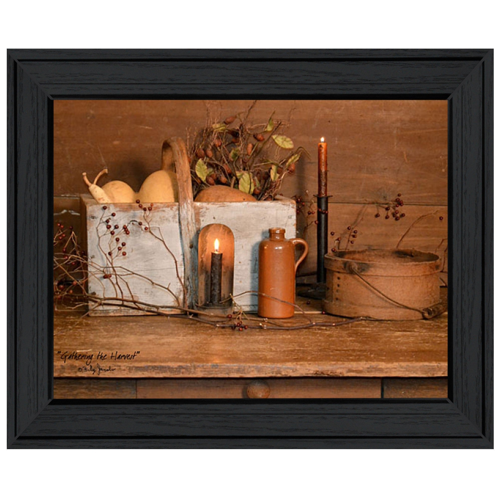 Gathering the Harvest 4 Black Framed Print Kitchen Wall Art