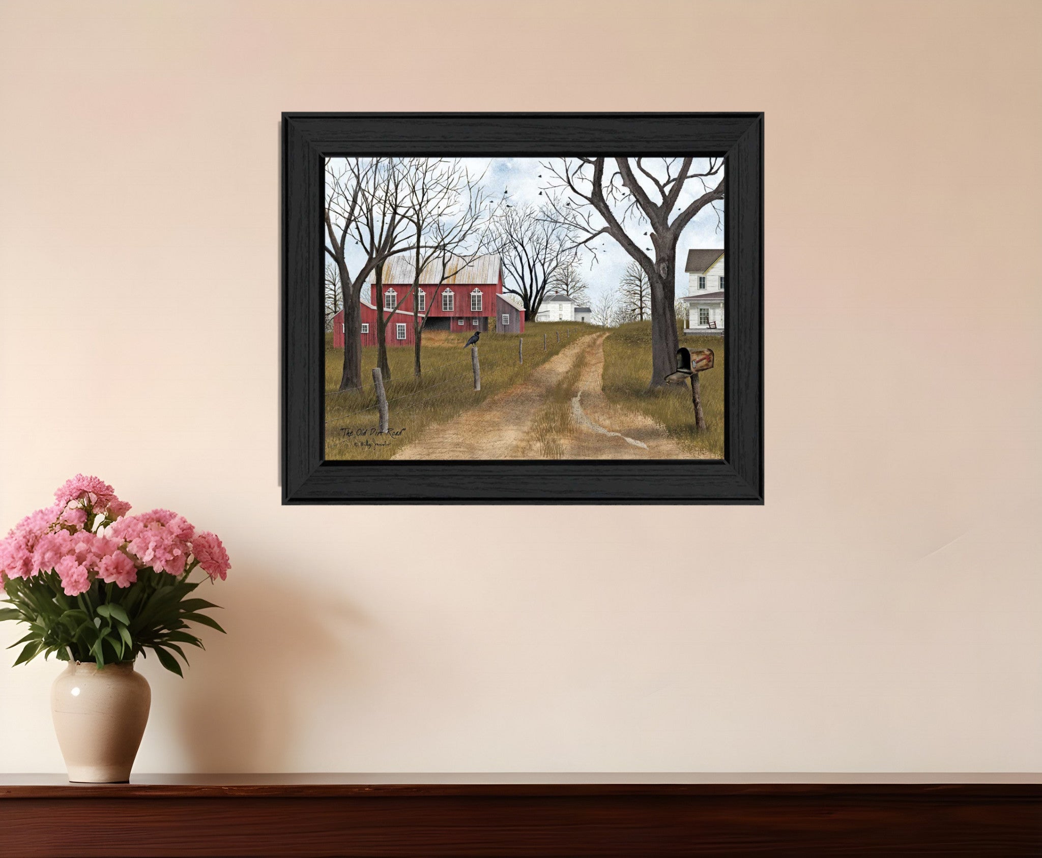 The Old Dirt Road 1 Black Framed Print Wall Art