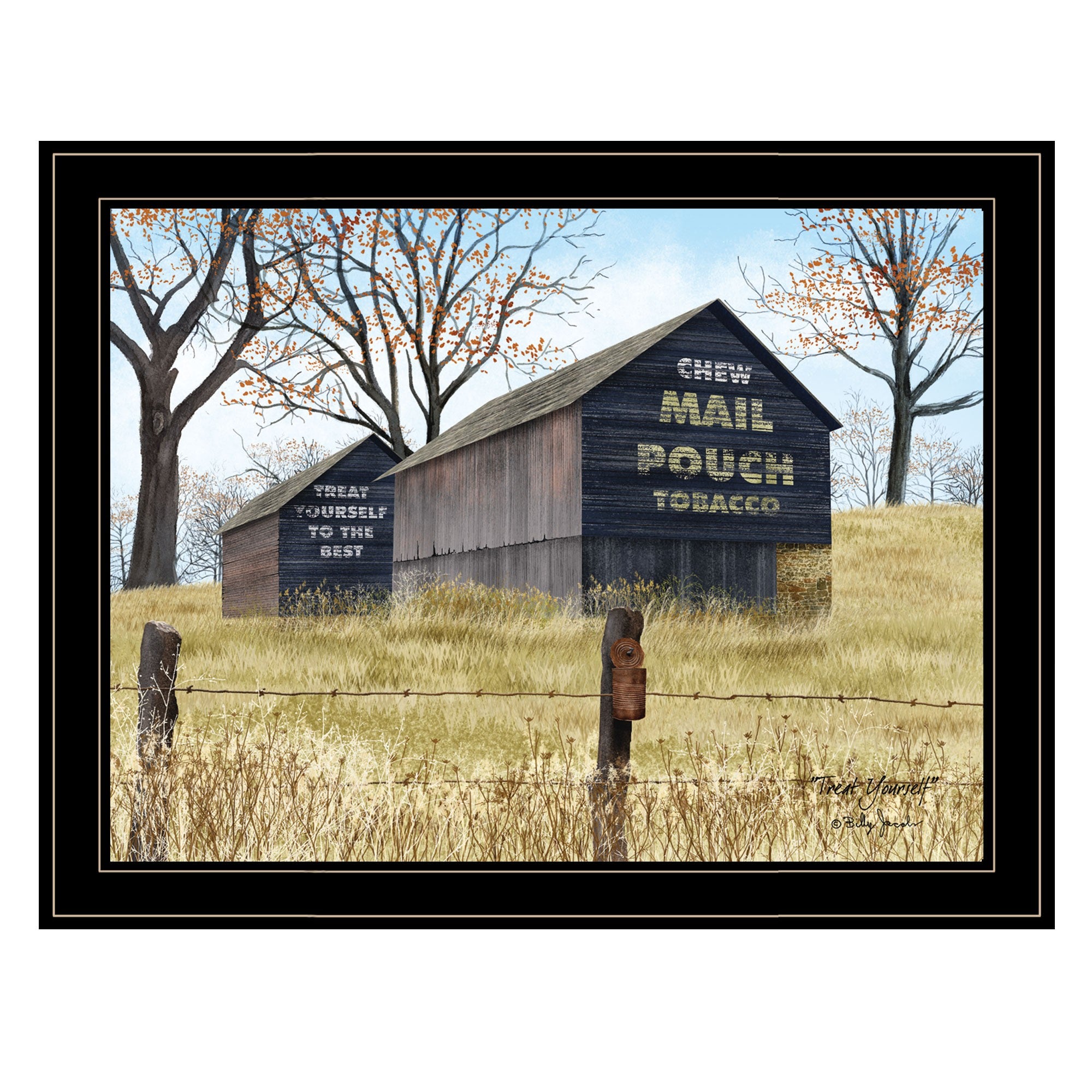 Treat Yourself Mail Pouch Barn 4 Black Framed Print Wall Art