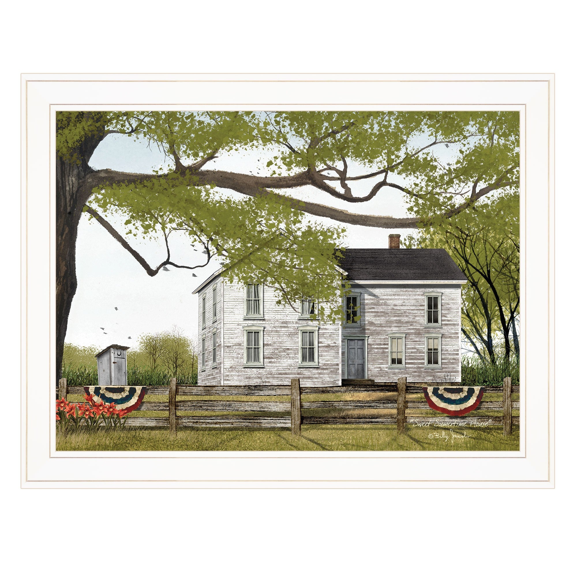 Sweet Summertime House 3 White Framed Print Wall Art