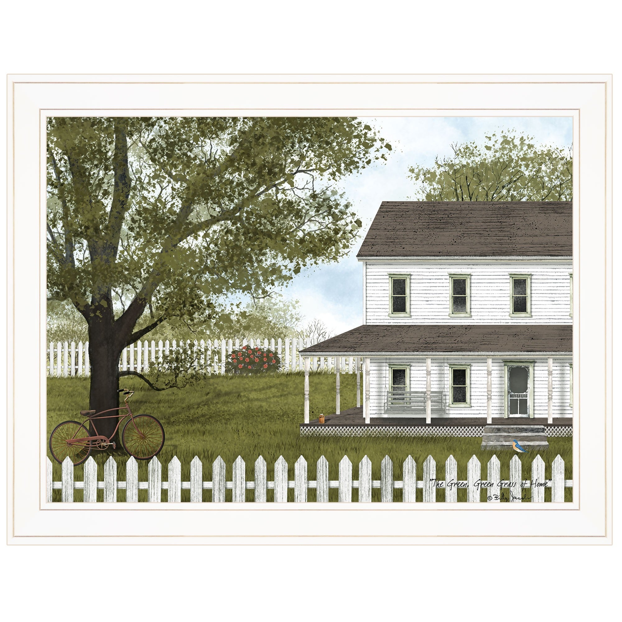 Green Green Grass of Home 1 White Framed Print Wall Art