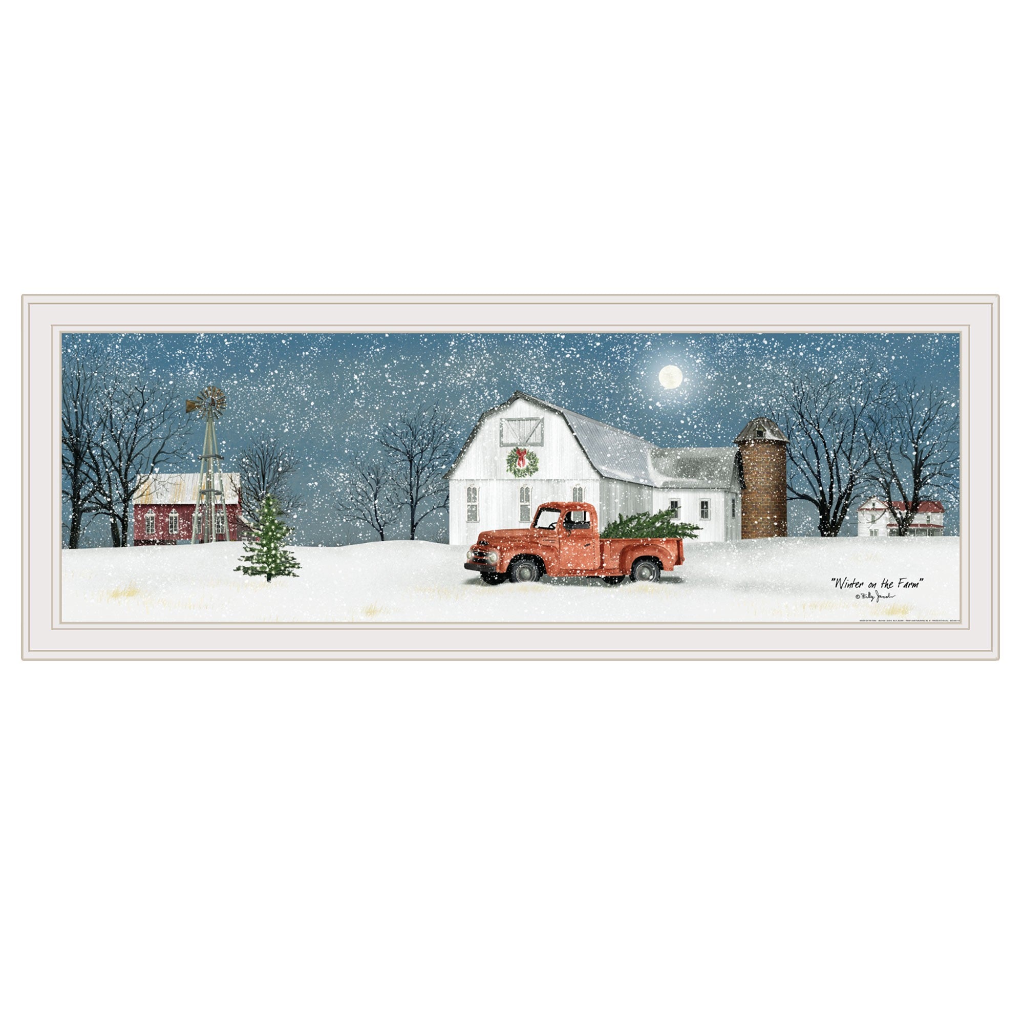 Winter on The Farm 3 White Framed Print Wall Art