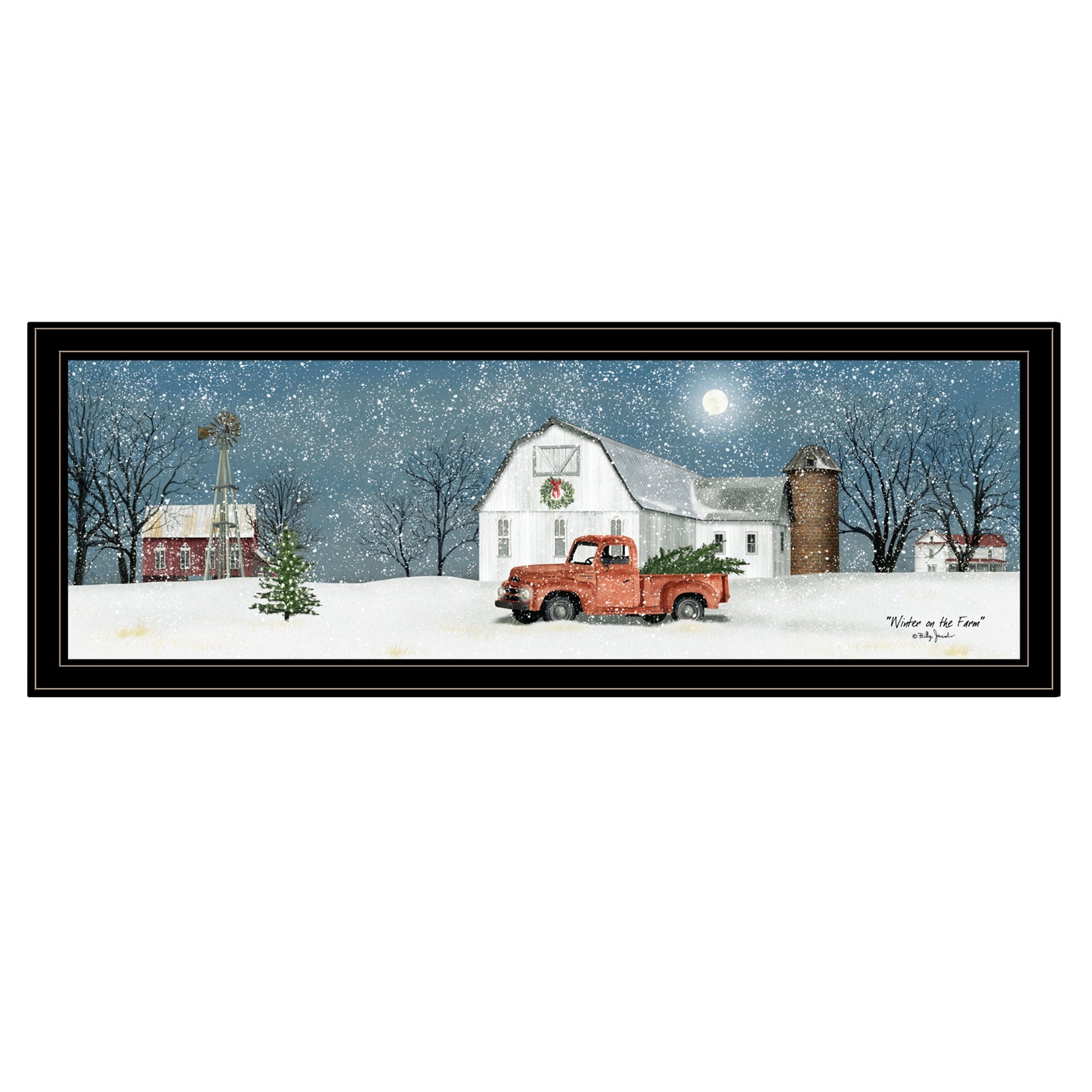 Winter on The Farm 4 Black Framed Print Wall Art