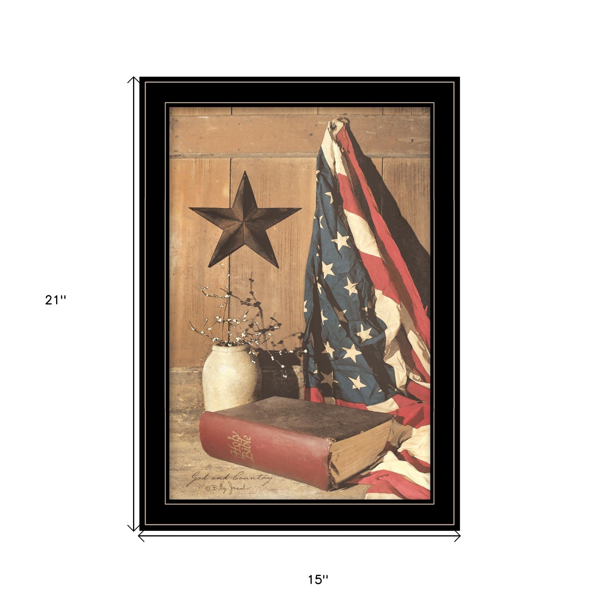 God and Country 6 Black Framed Print Wall Art