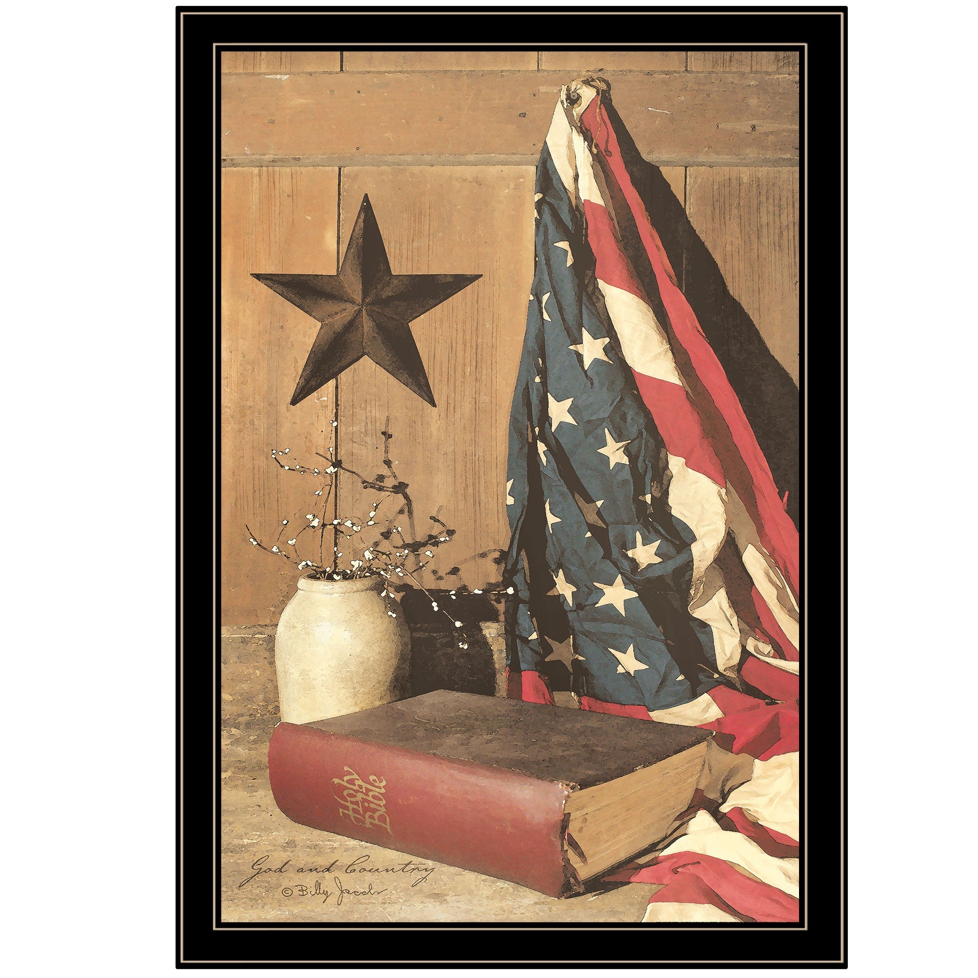 God and Country 8 Black Framed Print Wall Art