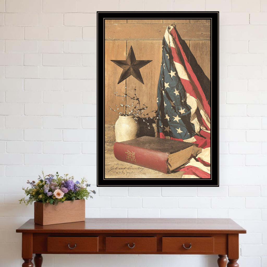 God and Country 8 Black Framed Print Wall Art