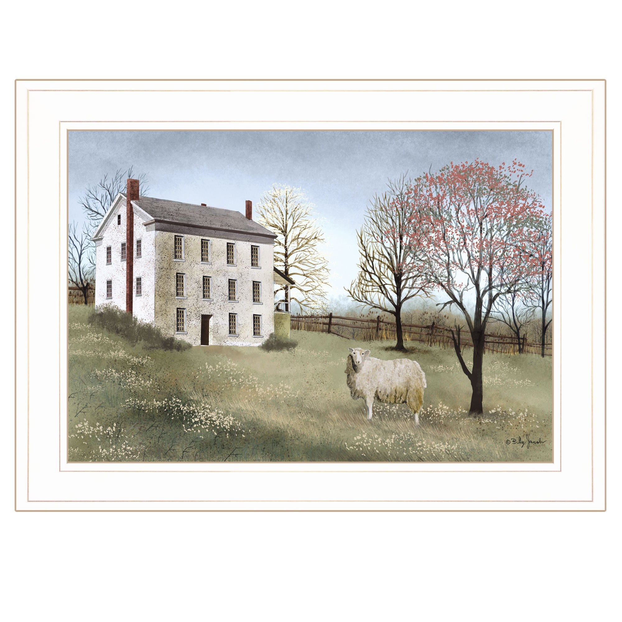 Spring at White House Farm 1 White Framed Print Wall Art