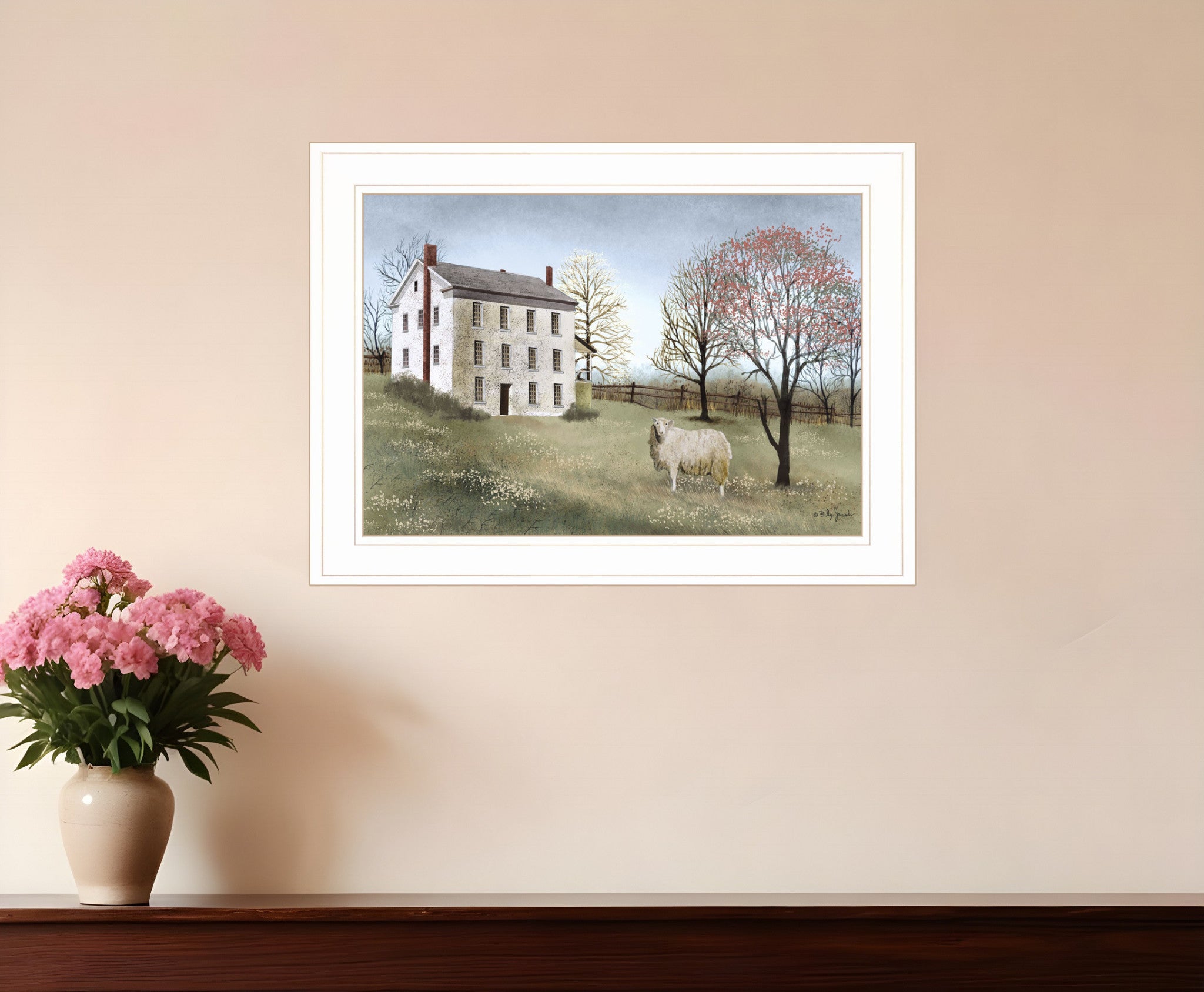 Spring at White House Farm 1 White Framed Print Wall Art