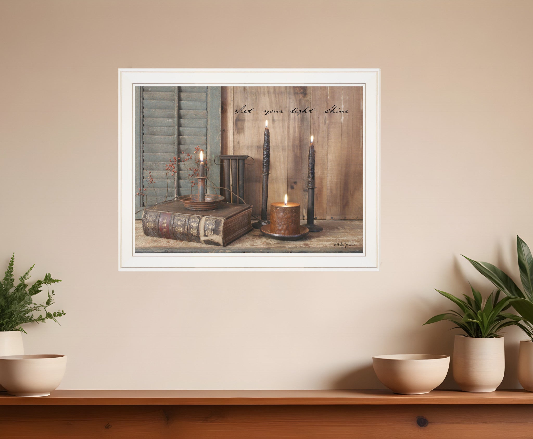 Let Your Light Shine 4 White Framed Print Wall Art