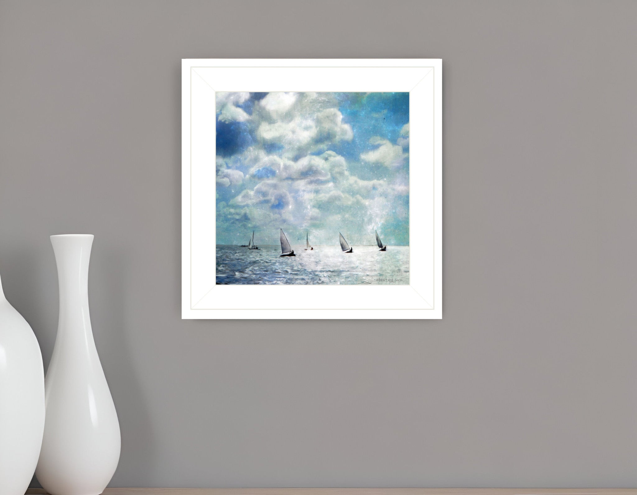 Sailing White Waters 1 White Framed Print Wall Art