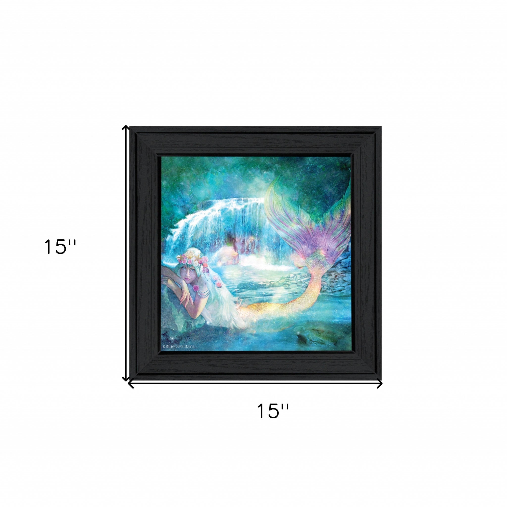 Woodland Cove Mermaid 1 Black Framed Print Wall Art