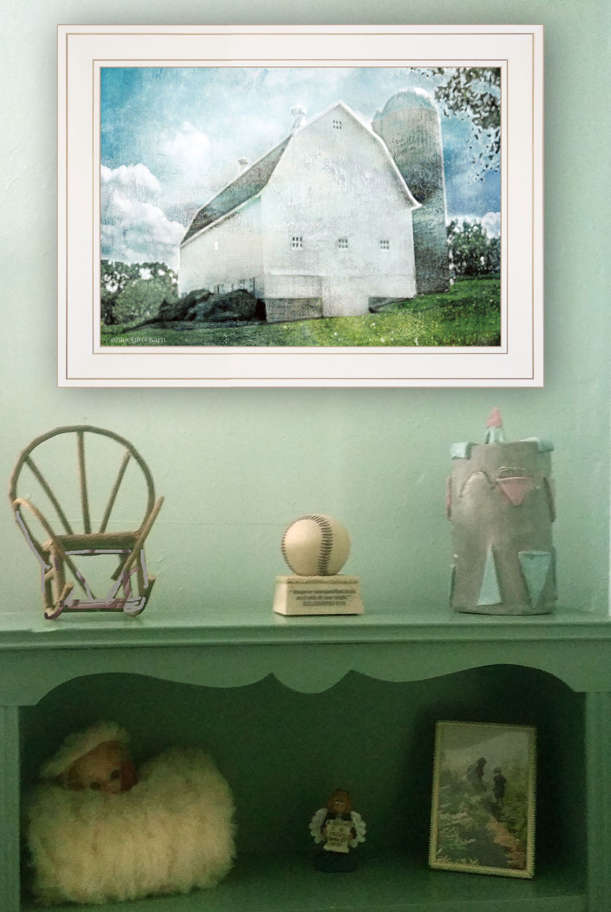 White Barn 1 White Framed Print Wall Art