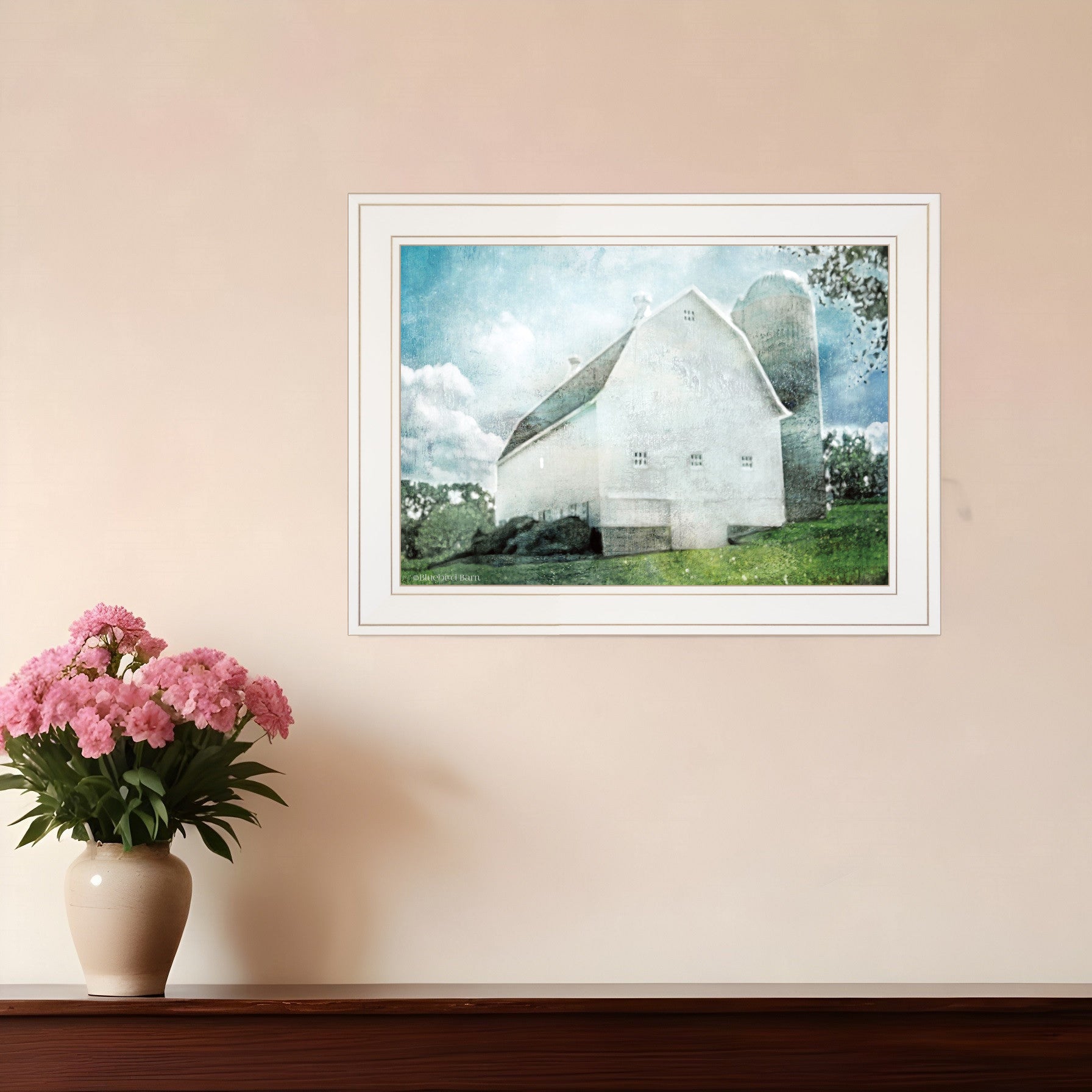 White Barn 1 White Framed Print Wall Art