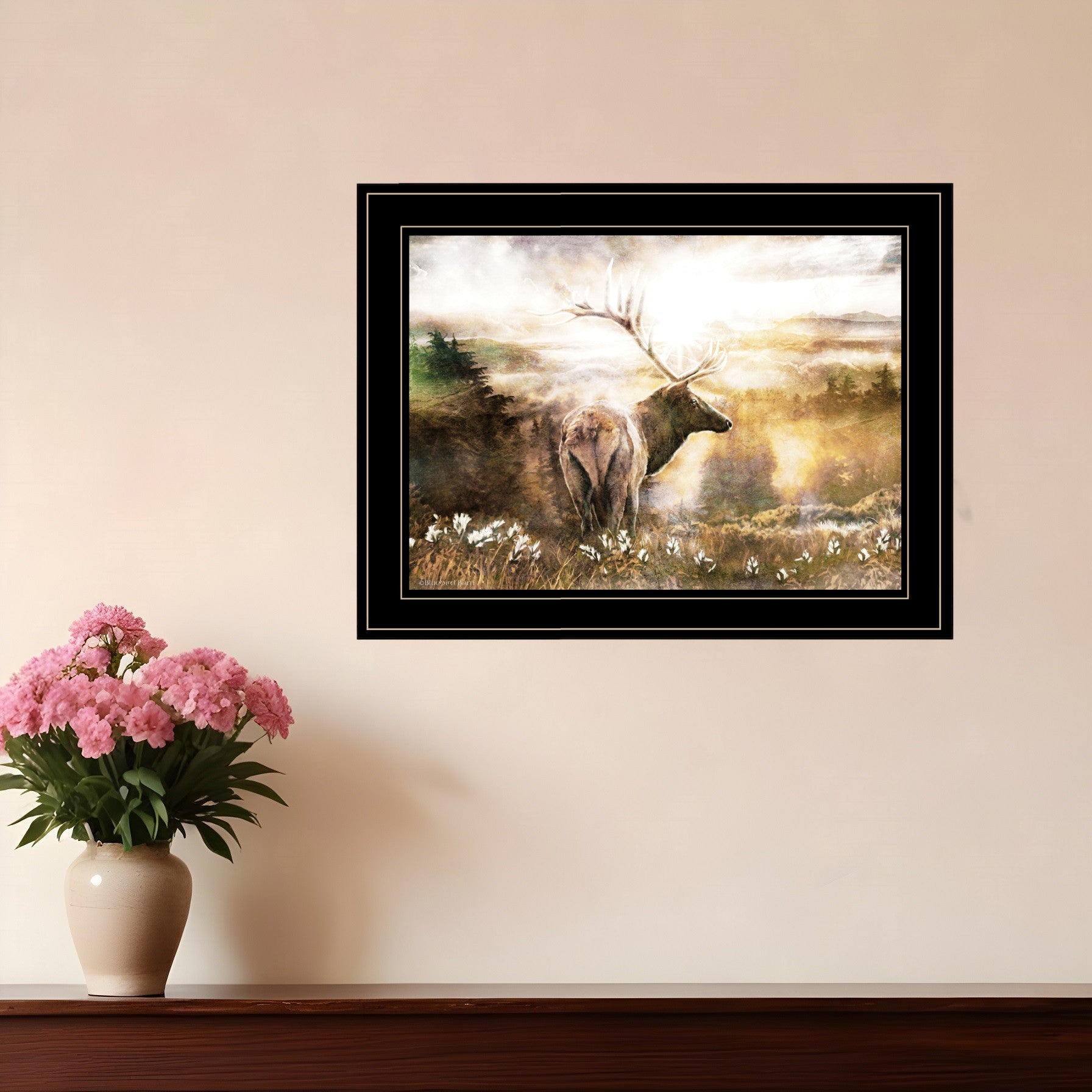 Heading Home Elk 2 Black Framed Print Wall Art