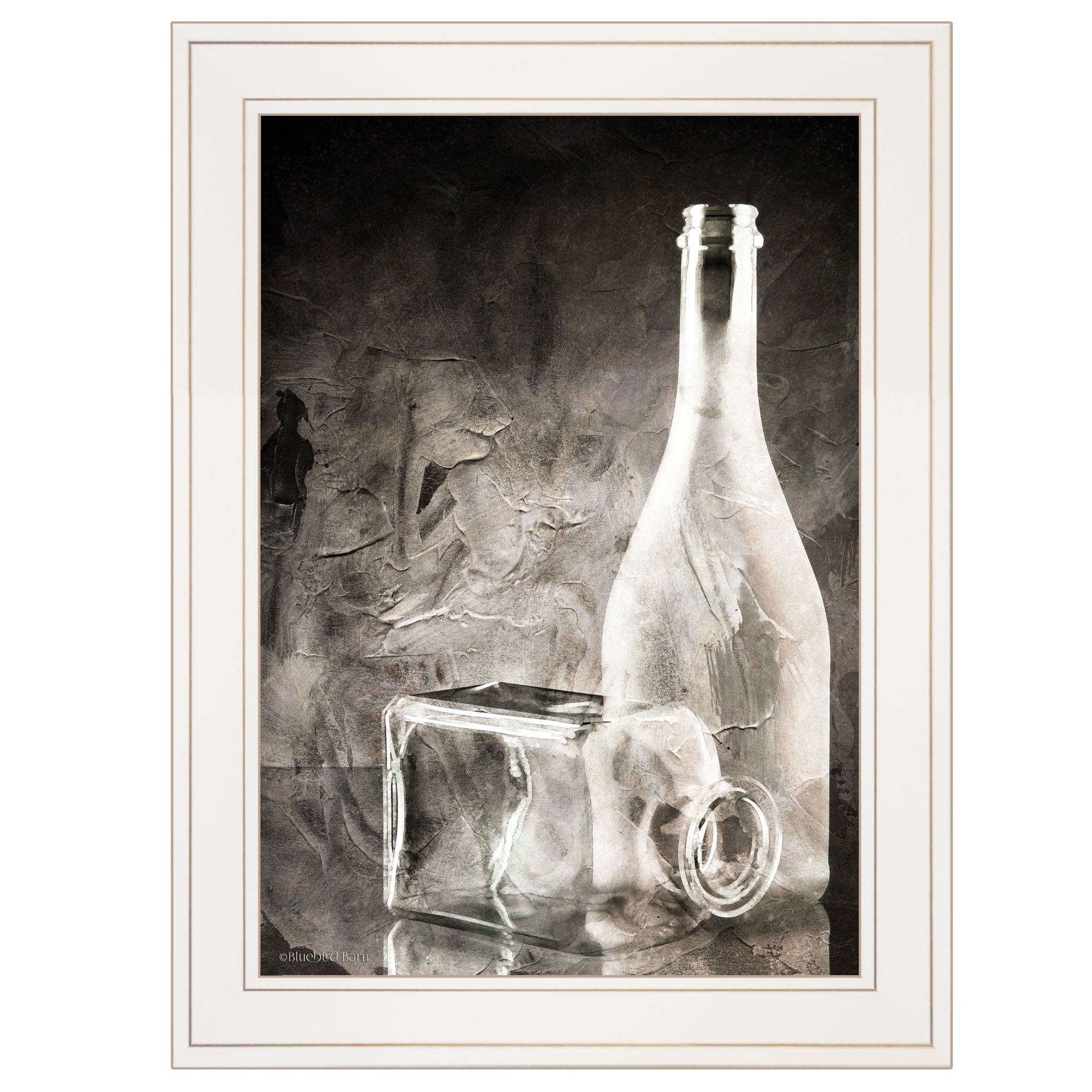 Moody Gray Glassware Still Life 1 White Framed Print Kitchen Wall Art