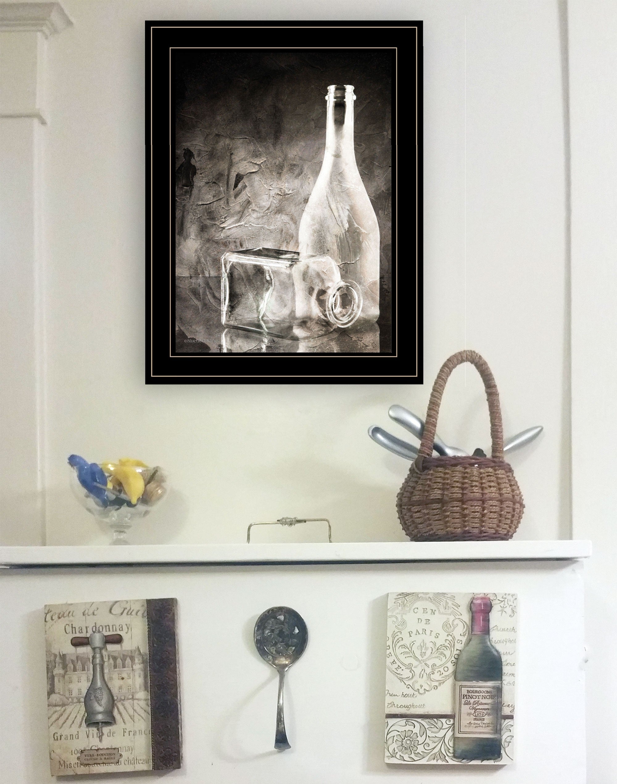 Moody Gray Glassware Still Life 3 Black Framed Print Kitchen Wall Art