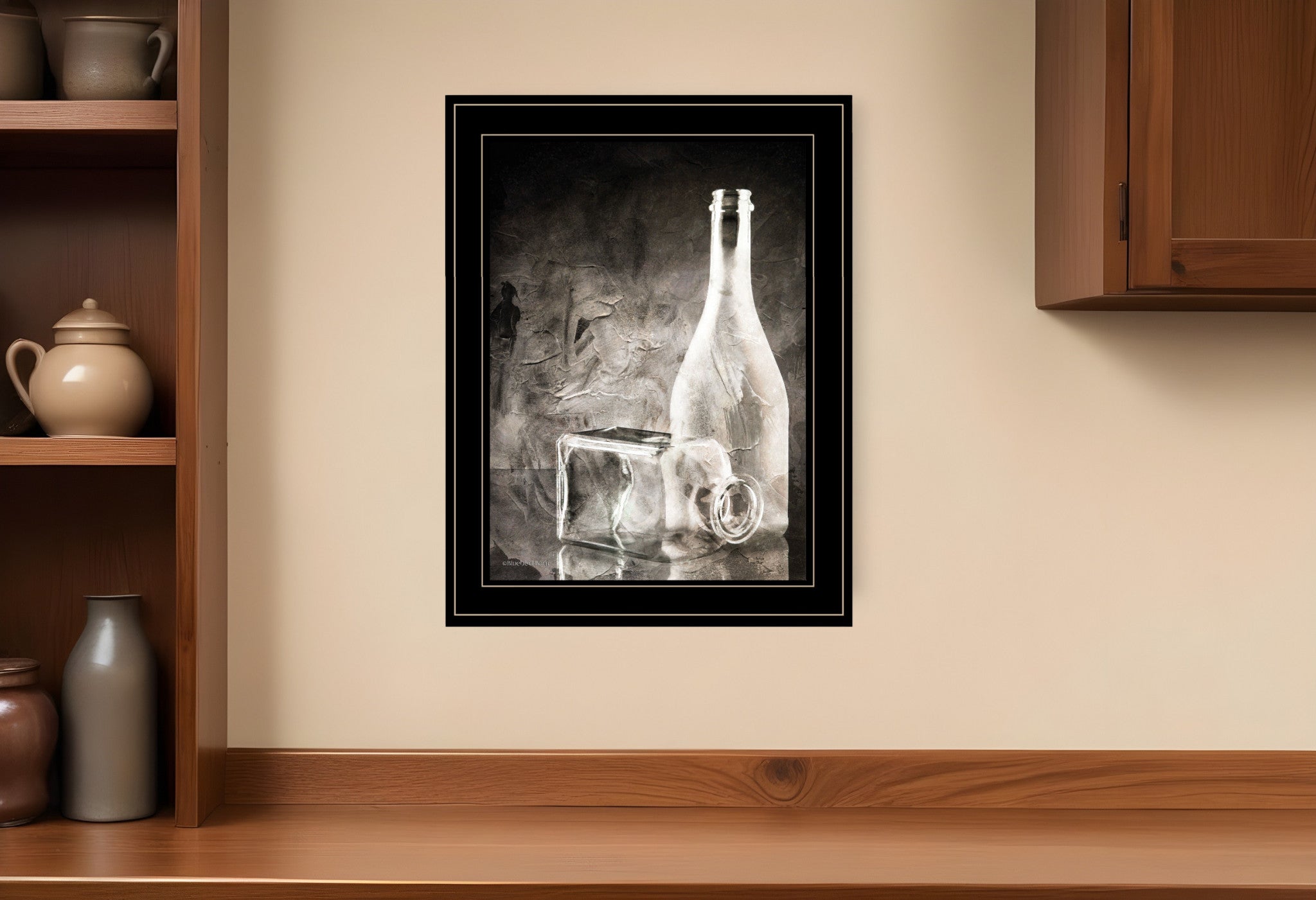 Moody Gray Glassware Still Life 3 Black Framed Print Kitchen Wall Art