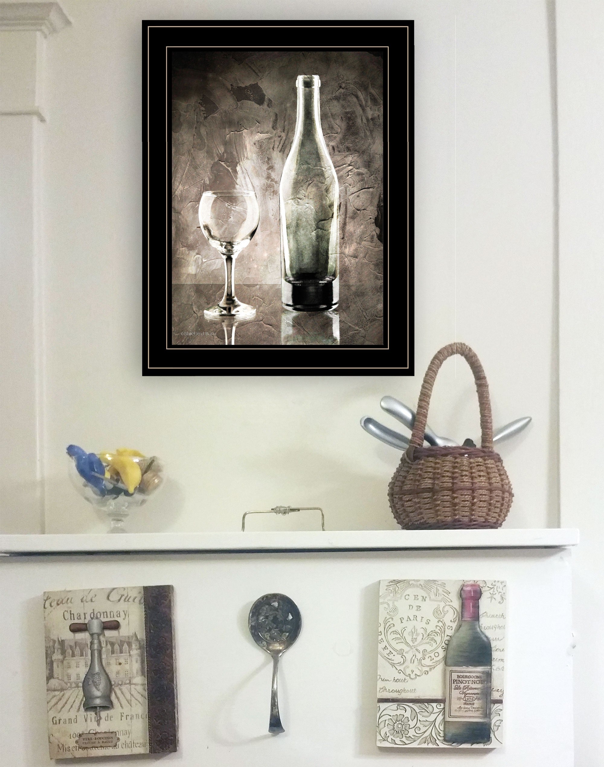 Moody Gray Wine Glass Still Life 3 Black Framed Print Wall Art