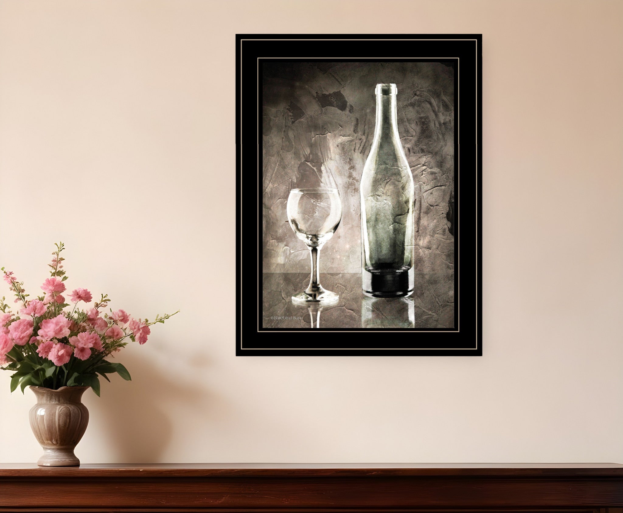 Moody Gray Wine Glass Still Life 3 Black Framed Print Wall Art