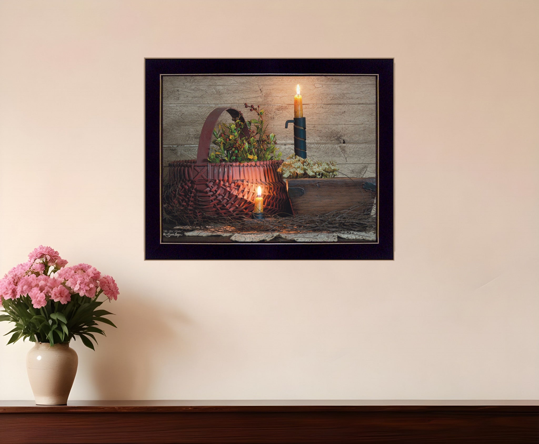 The Red Basket 3 Black Framed Print Wall Art