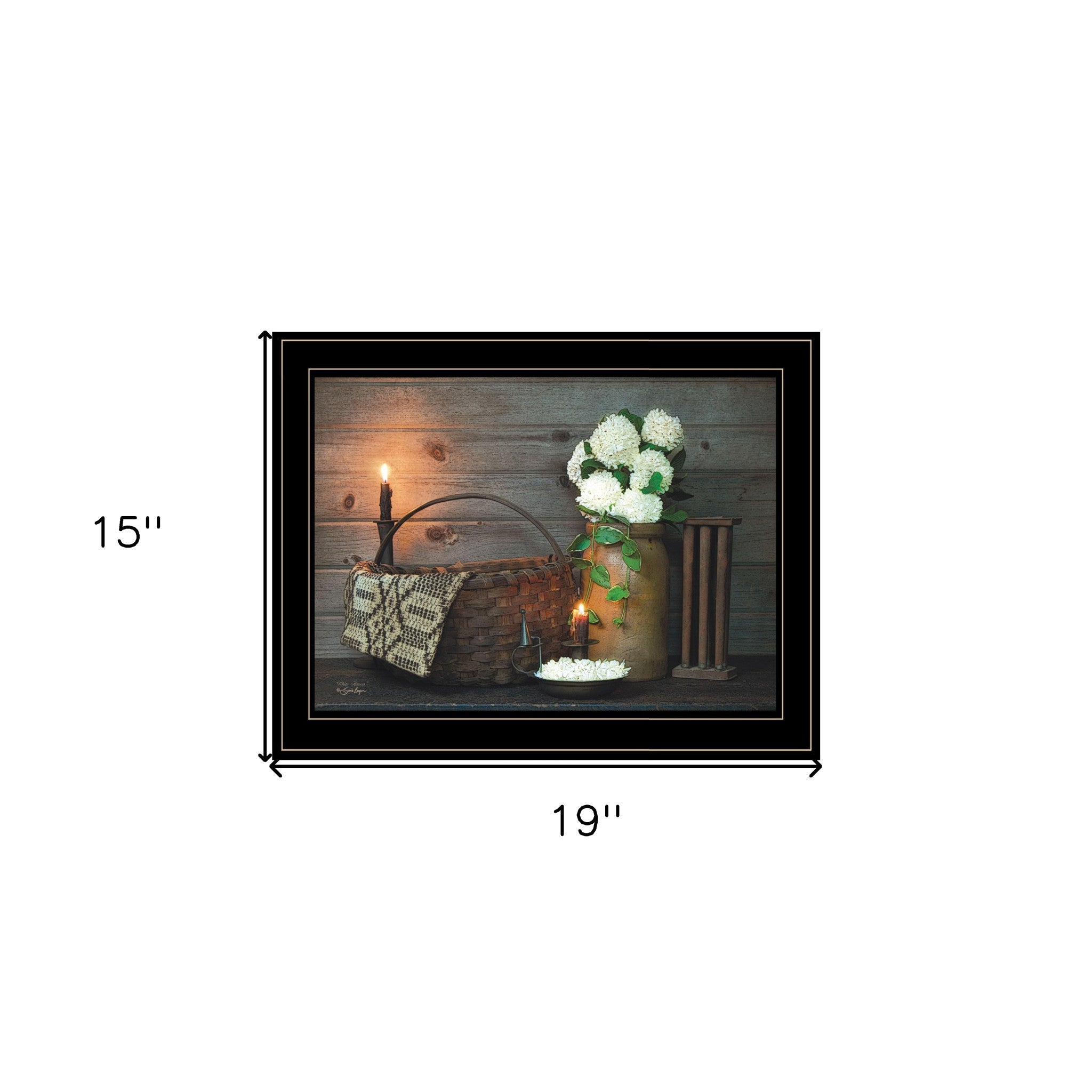 White Flowers 2 Black Framed Print Wall Art