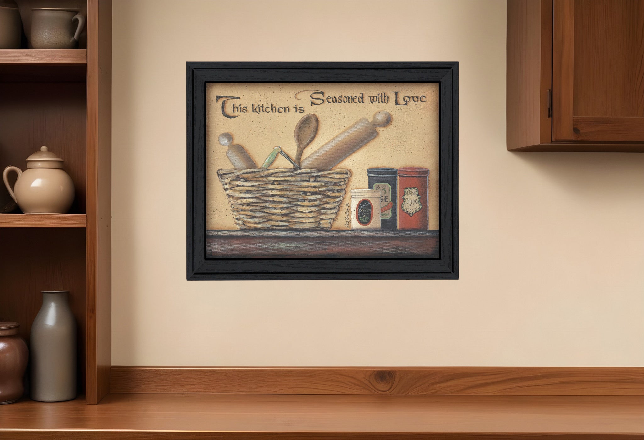 Seasoned with Love Black Framed Print Kitchen Wall Art