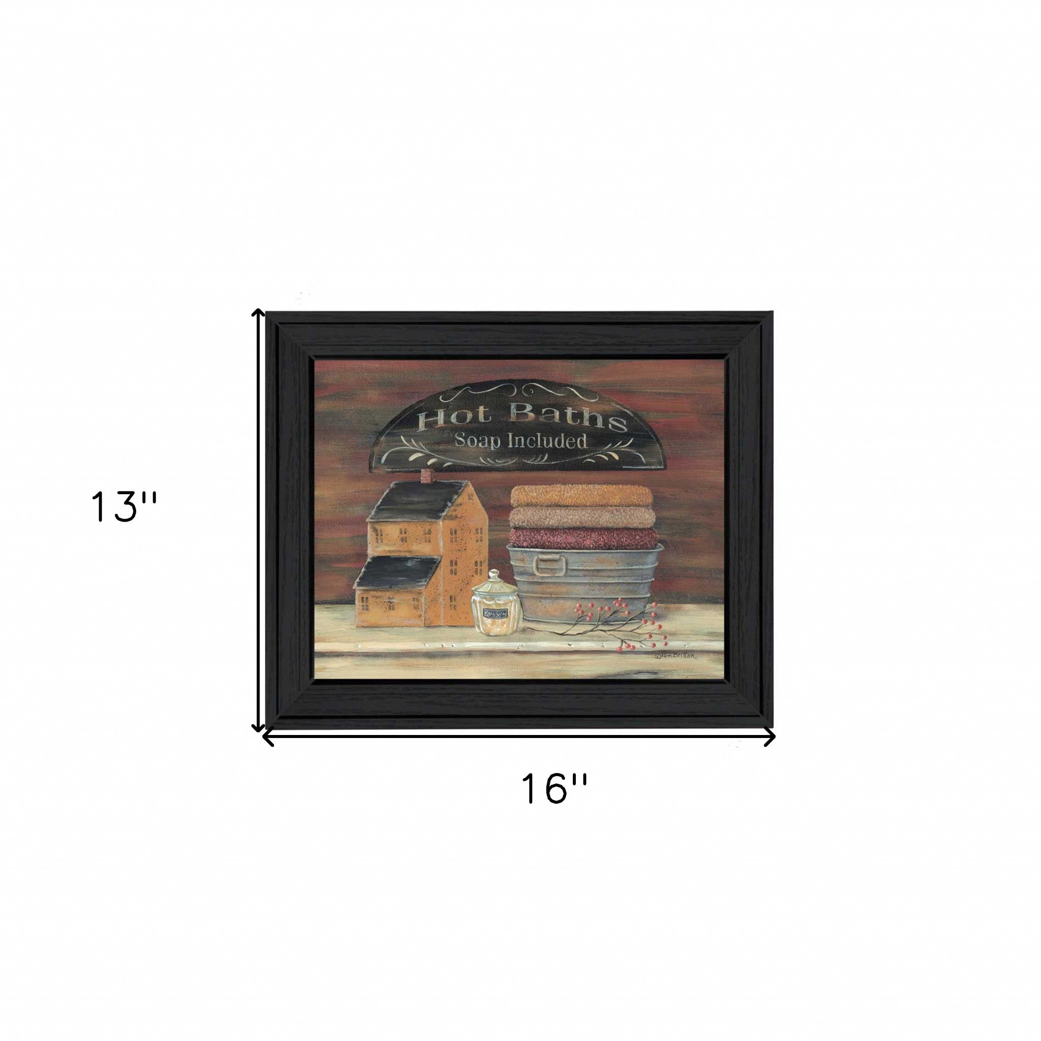 Hot Bath 4 Black Framed Print Bathroom Wall Art