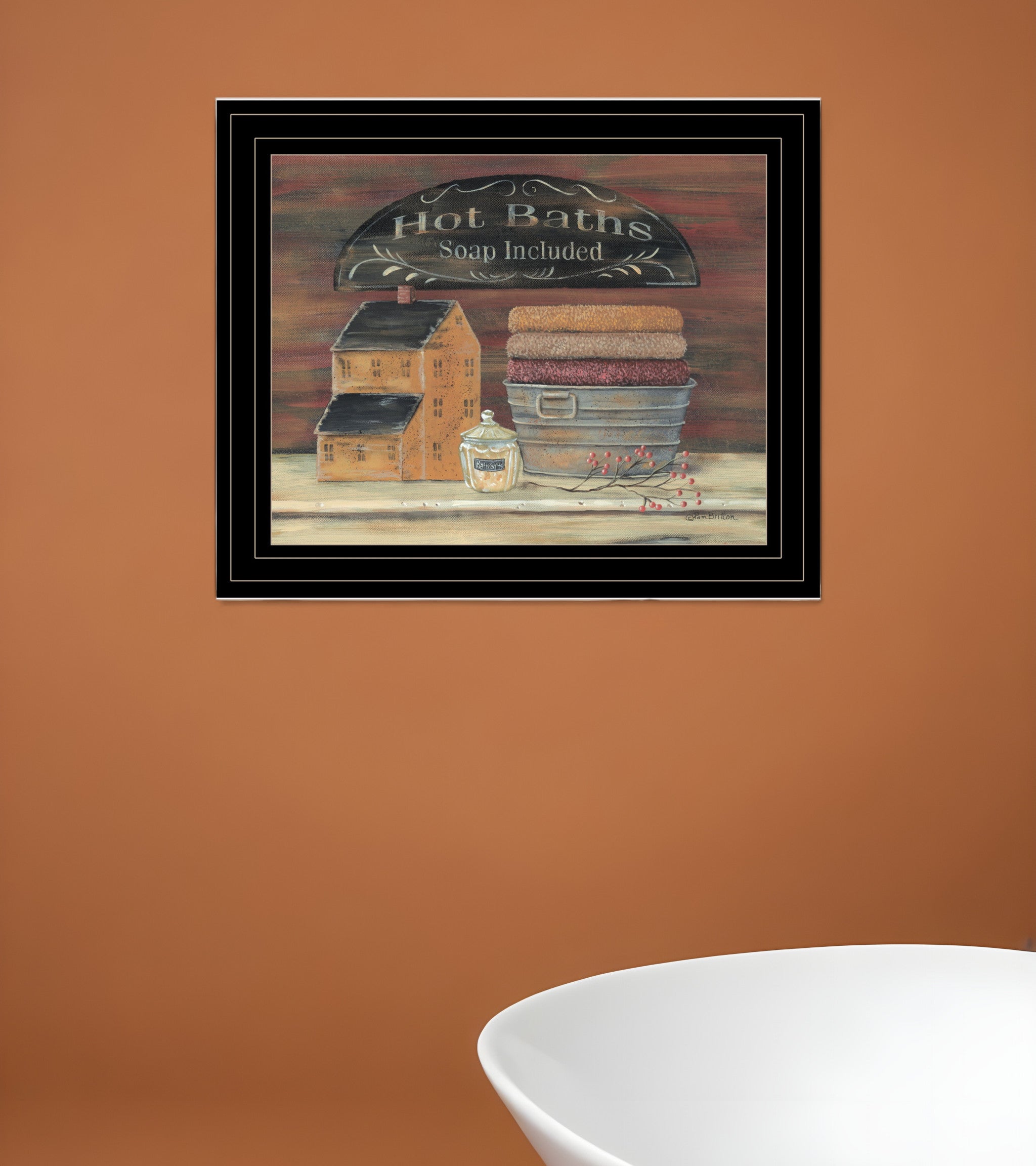 HOT BATH 6 Black Framed Print Bathroom Wall Art