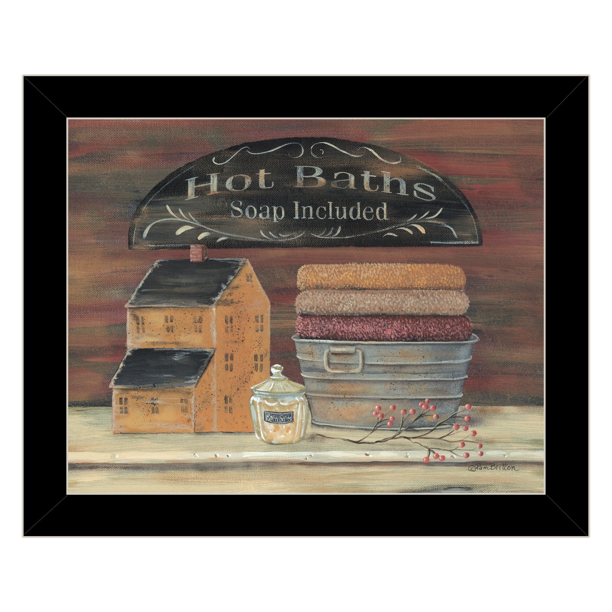 HOT BATH 7 Black Framed Print Bathroom Wall Art