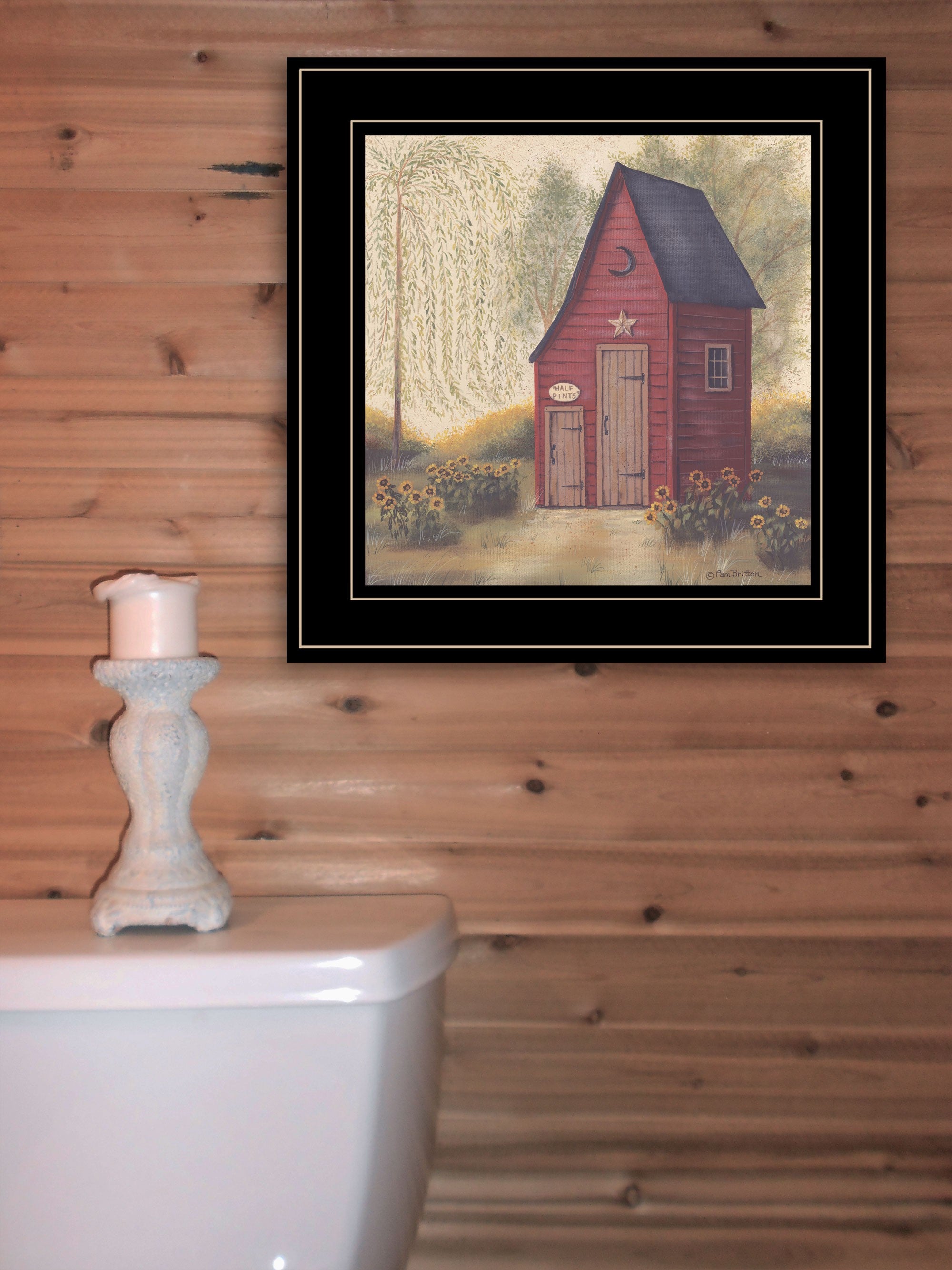 Folk Art Outhouse II 2 Black Framed Print Bathroom Wall Art