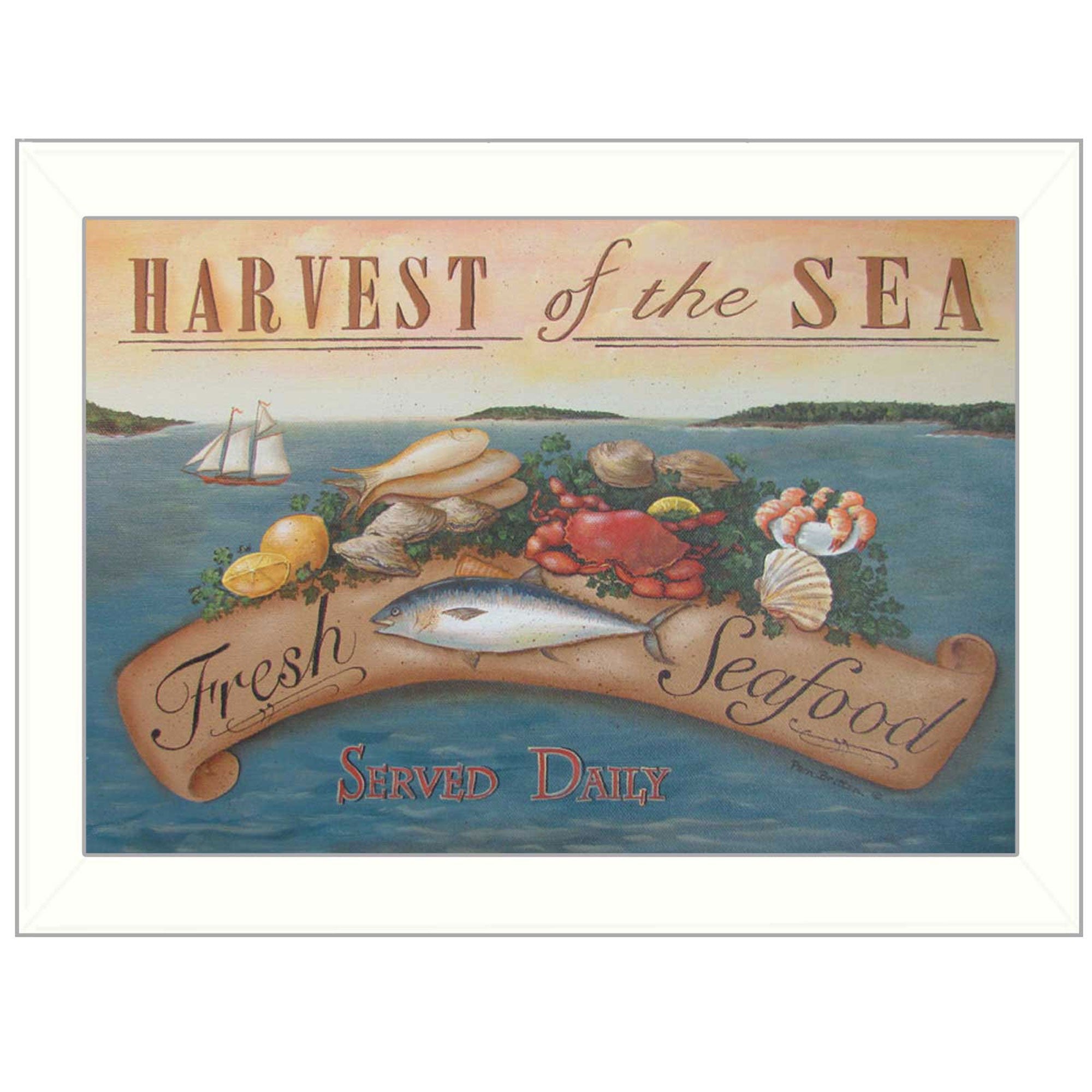 Sea Harvest White Framed Print Kitchen Wall Art