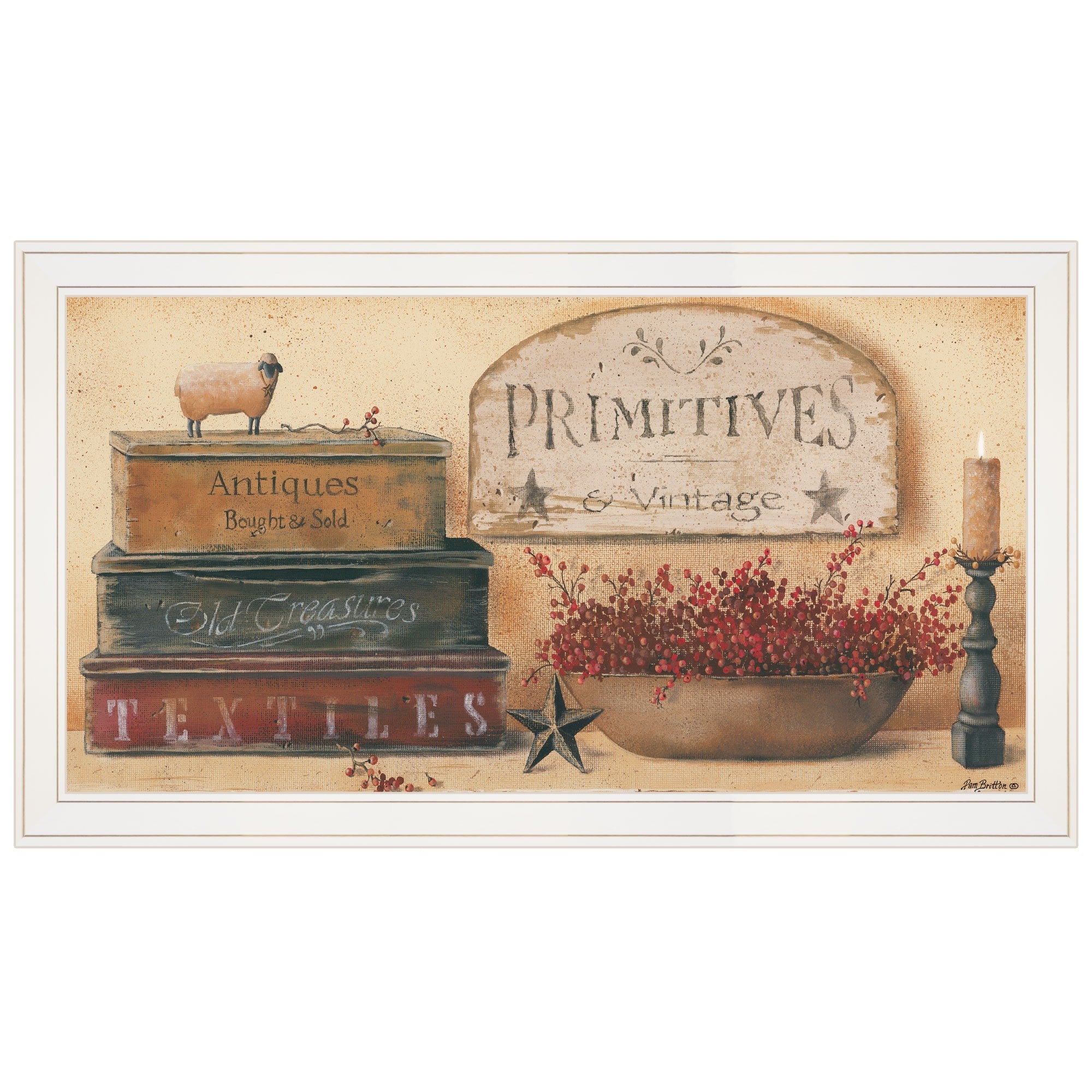 Primitives and Vintage 2 White Framed Print Wall Art