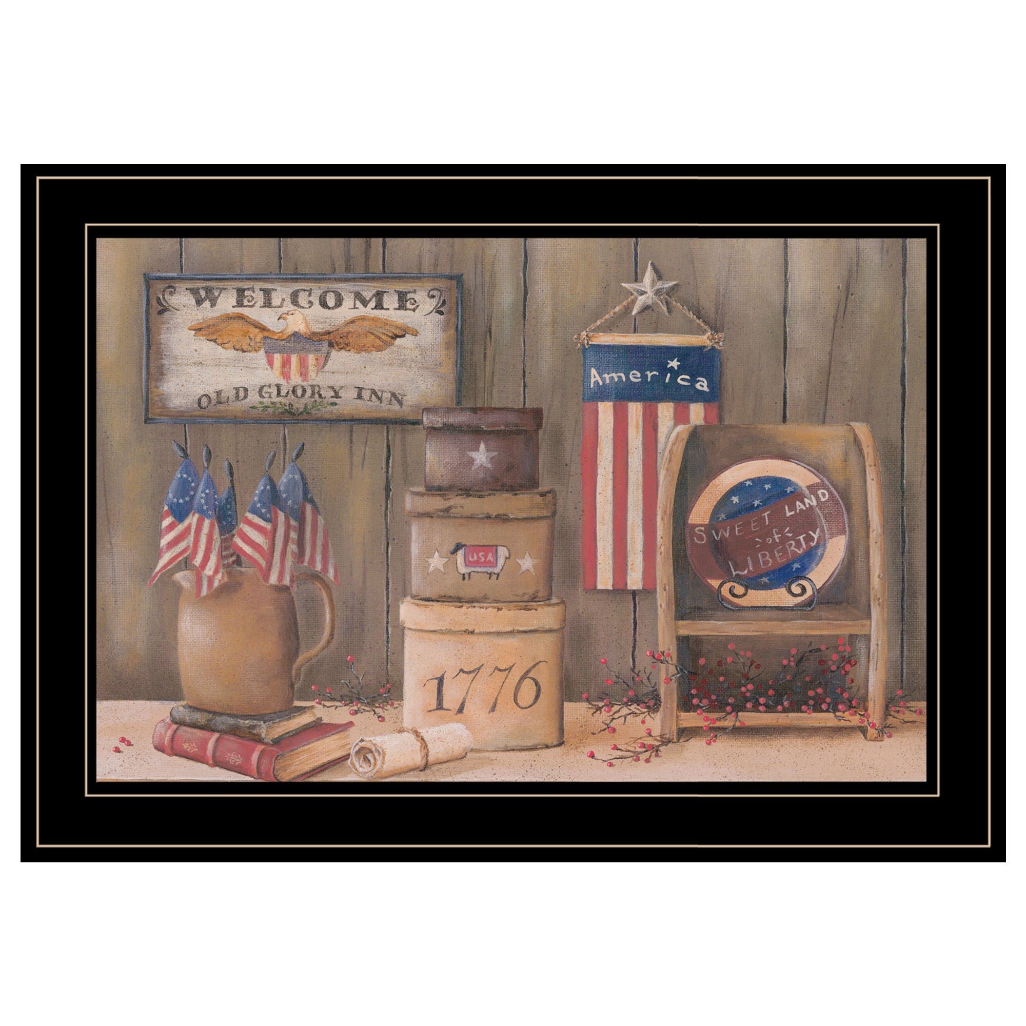 Sweet Land of Liberty 3 Black Framed Print Wall Art