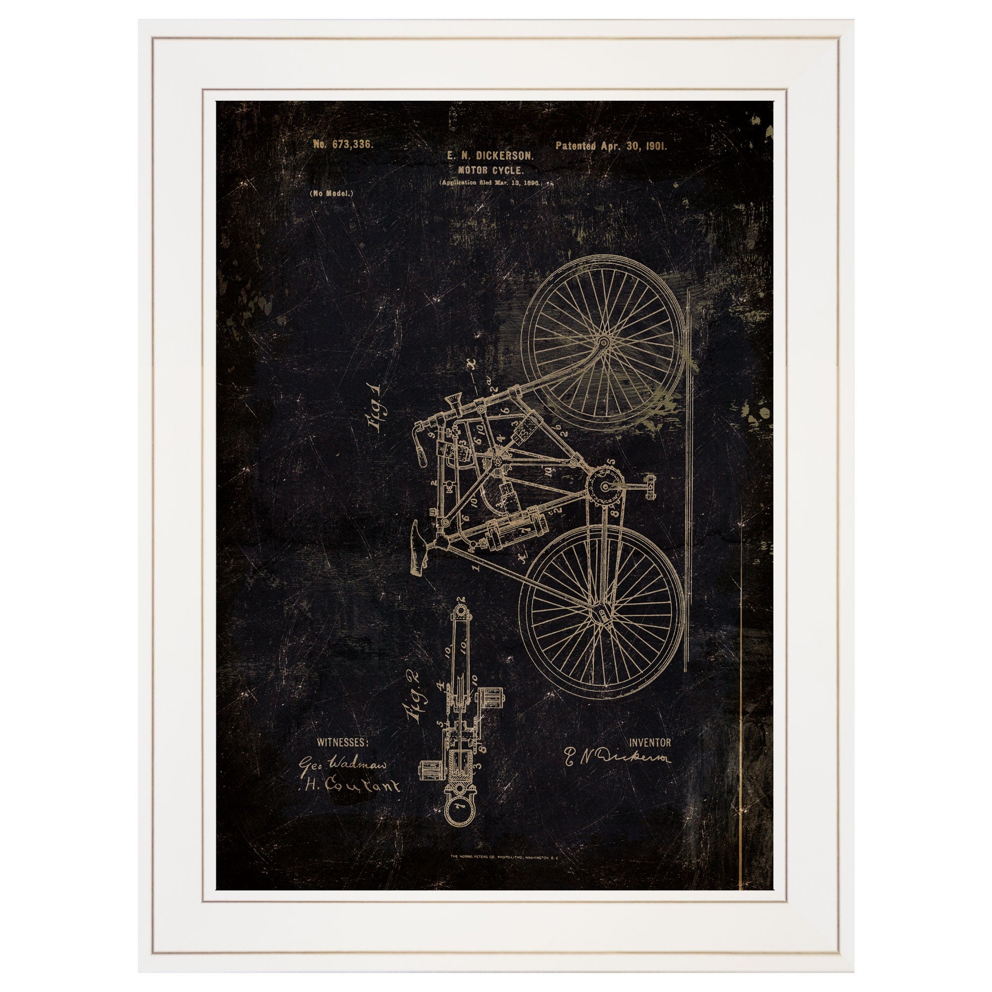 Motor Bike Patent I 3 White Framed Print Wall Art