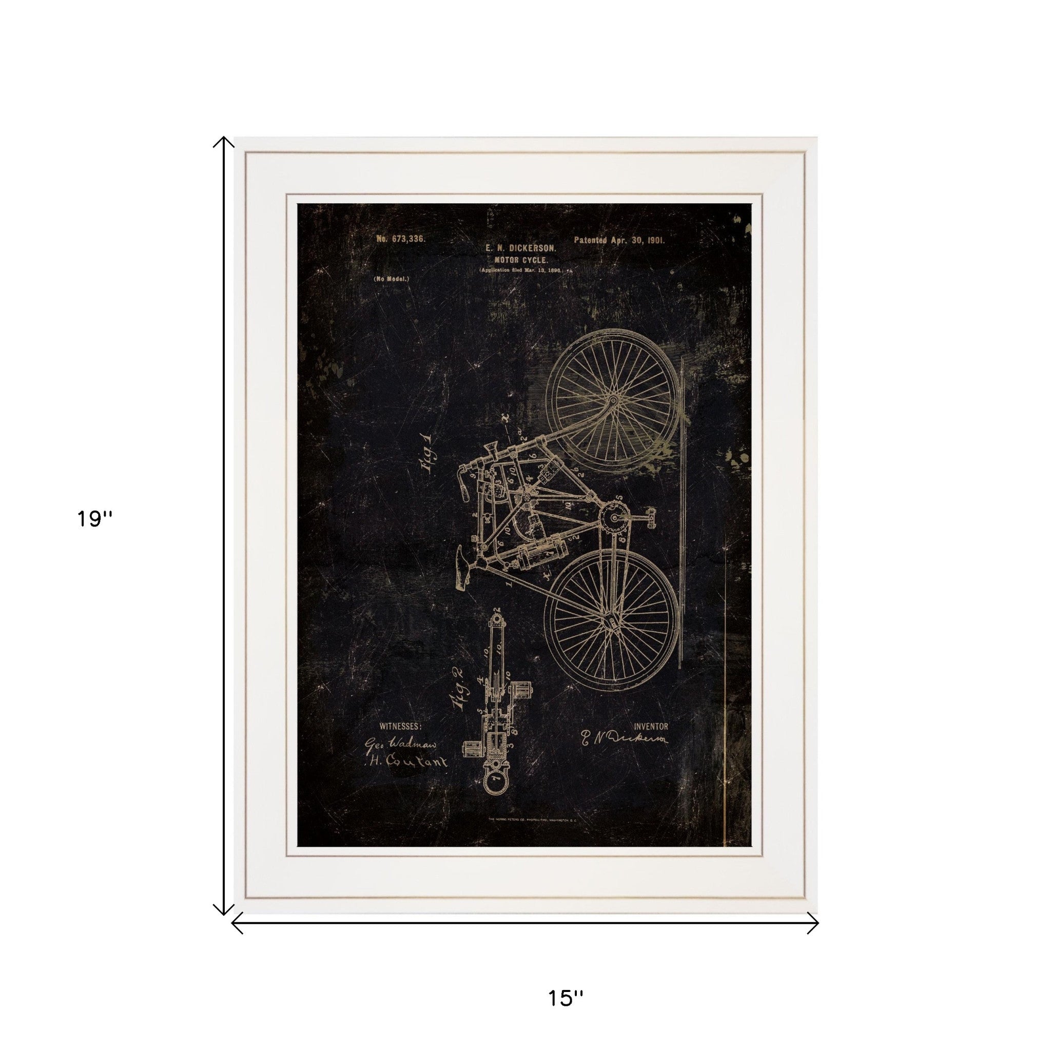 Motor Bike Patent I 3 White Framed Print Wall Art