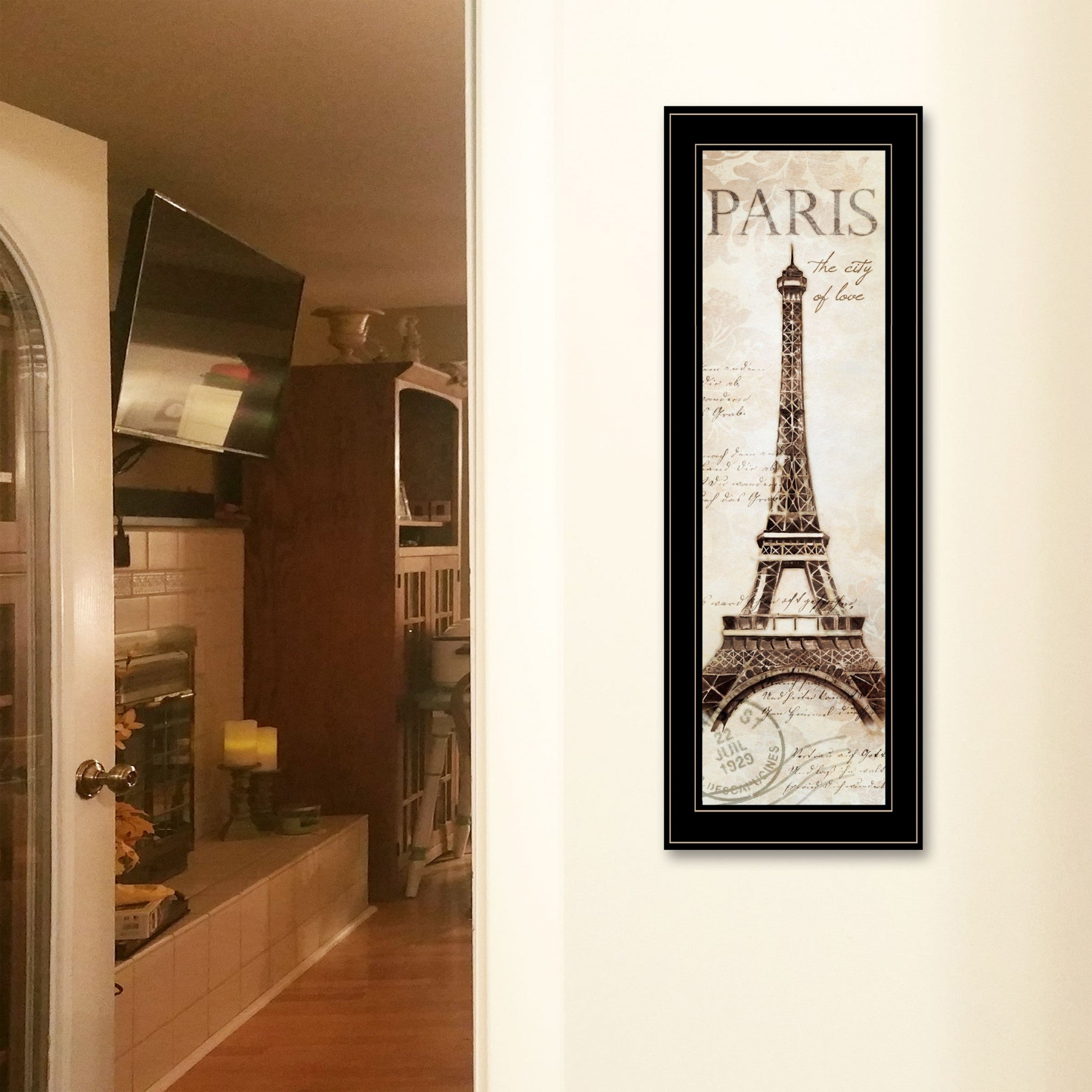 Paris Panel 2 Black Framed Print Wall Art