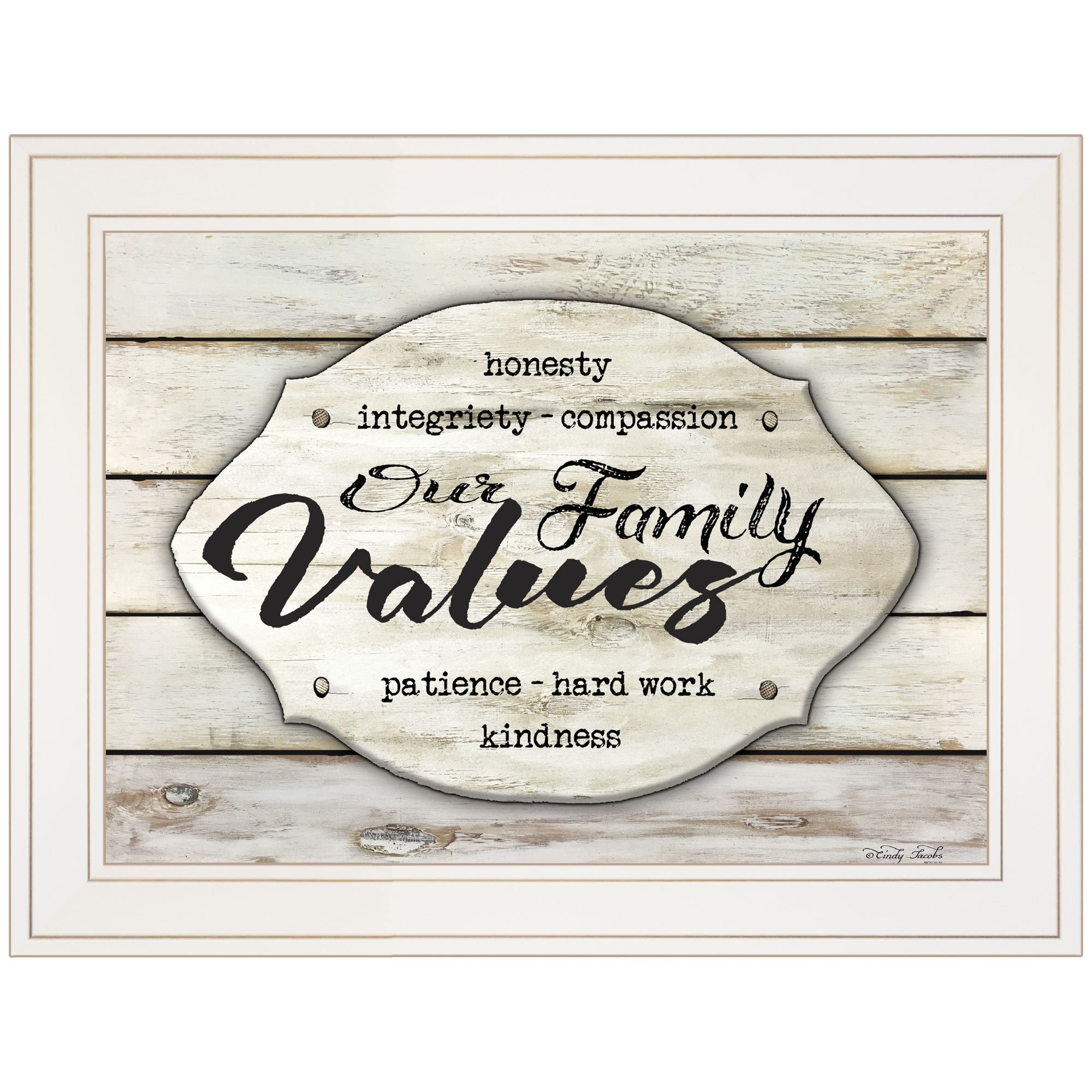 Our Family Values 2 White Framed Print Wall Art