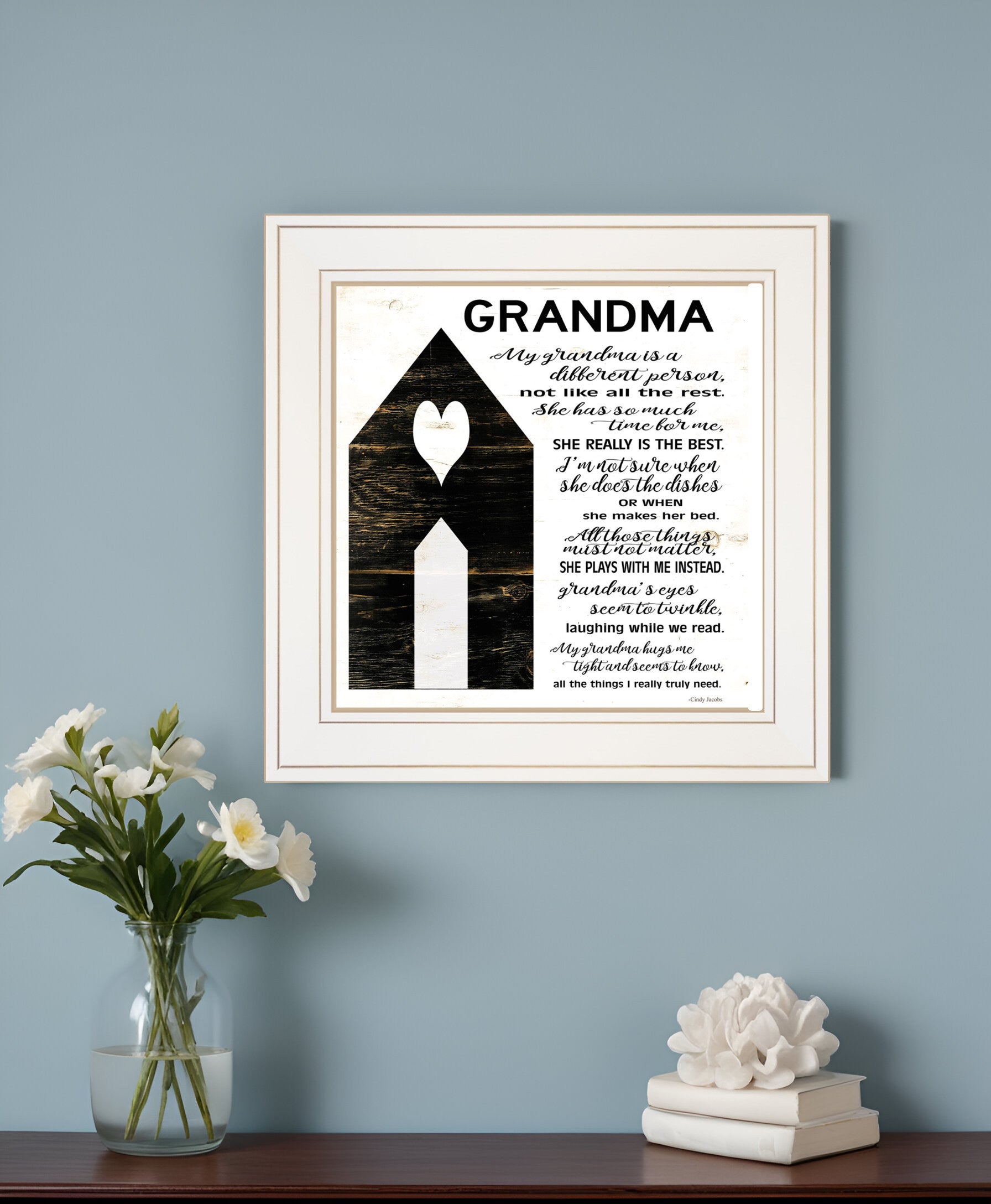 My Grandma White Framed Print Wall Art