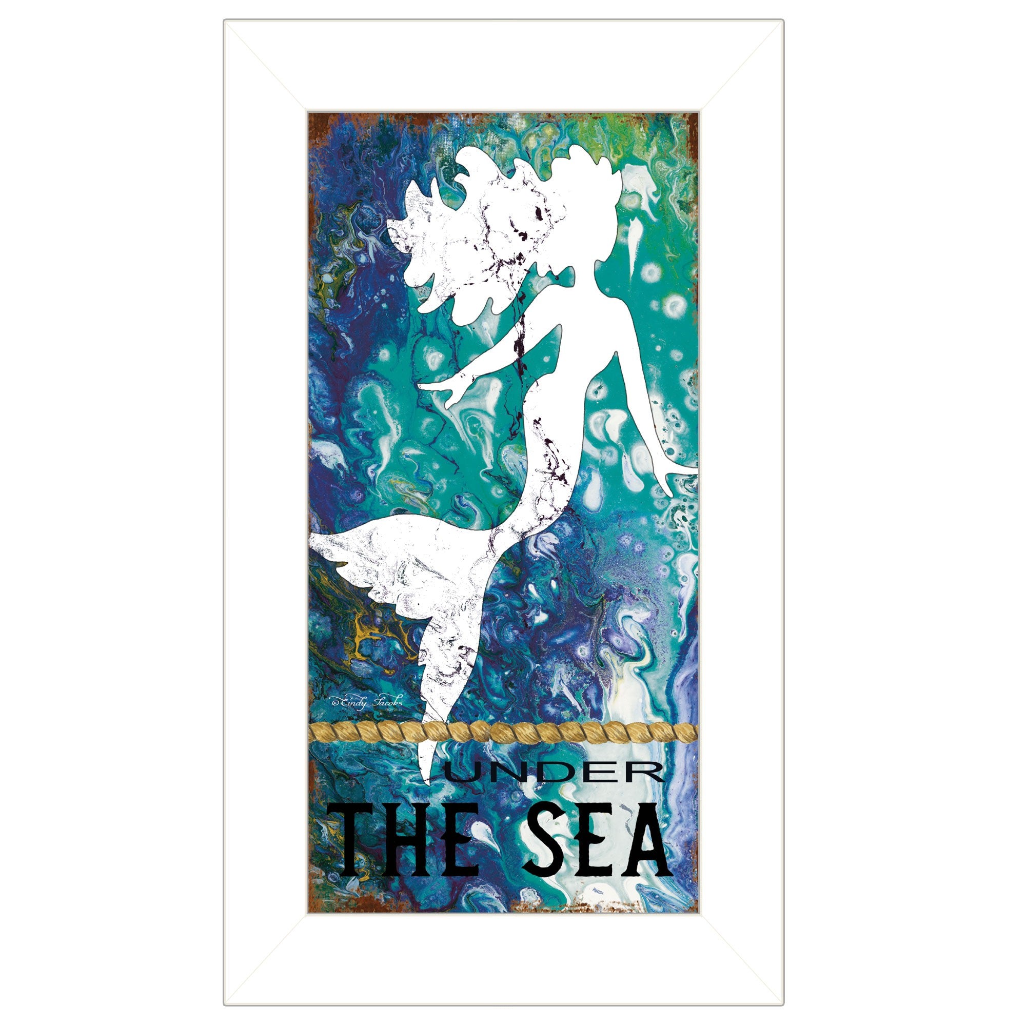 Under the Sea 1 White Framed Print Wall Art